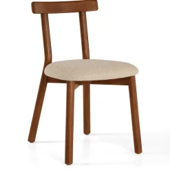 Ulka Dining Chair - Walnut and Ratine Buff