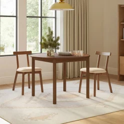 Ulka Dining Chair - Walnut and Ratine Buff