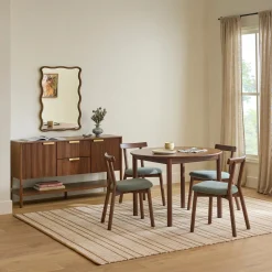 Ulka Dining Chair - Walnut and Ratine Green