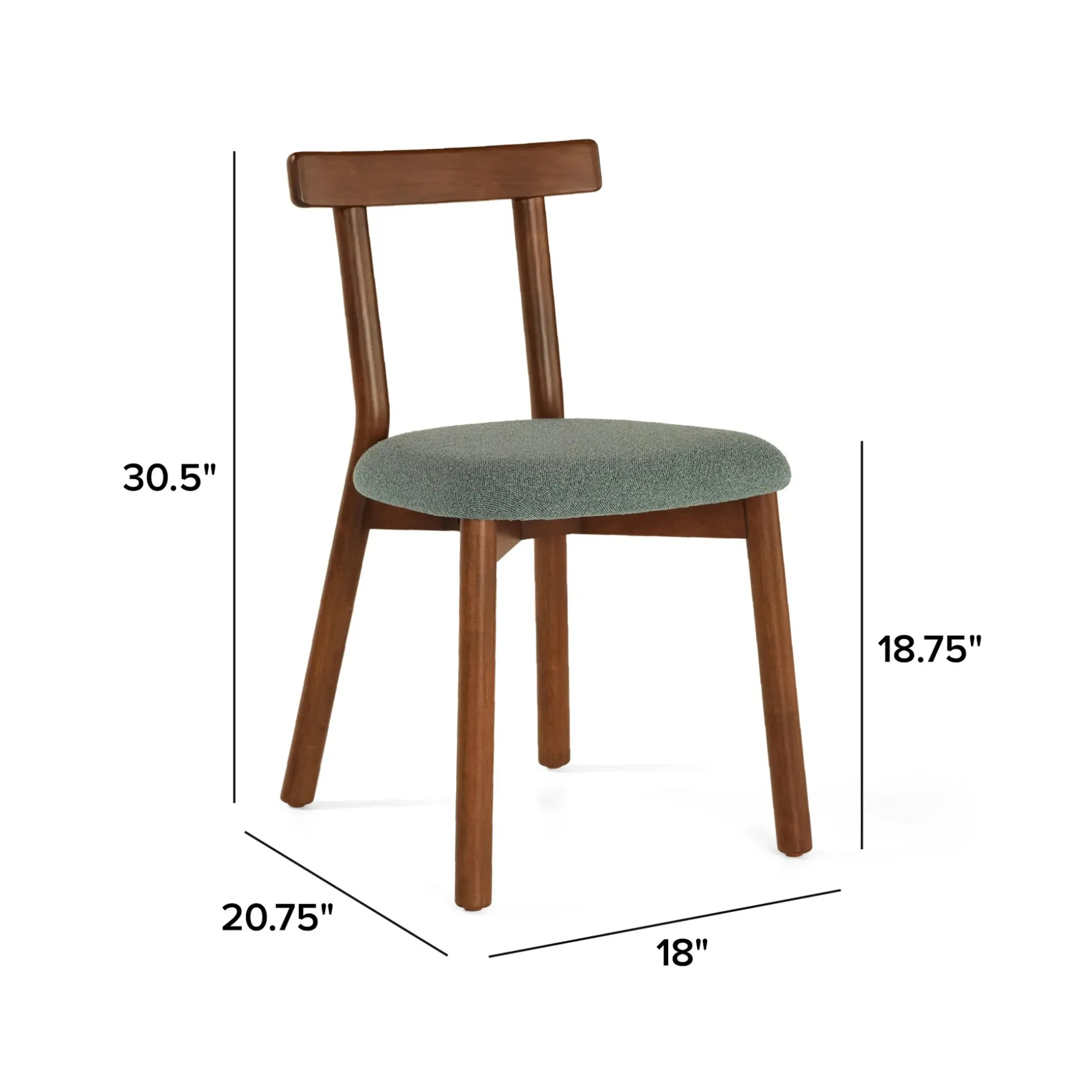 Ulka Dining Chair - Walnut and Ratine Green