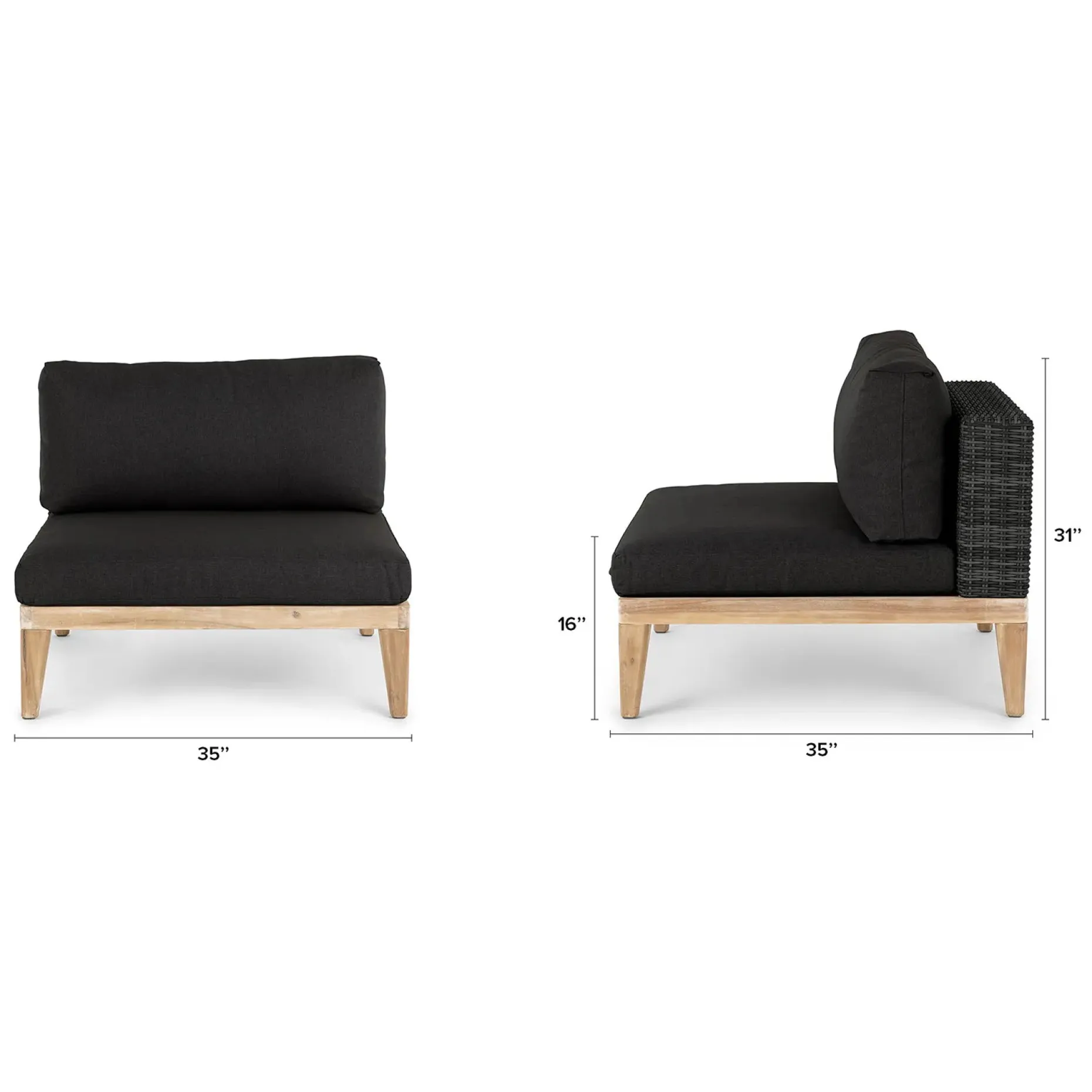 Urba 35" Outdoor Lounge Chair Set - Slate Gray