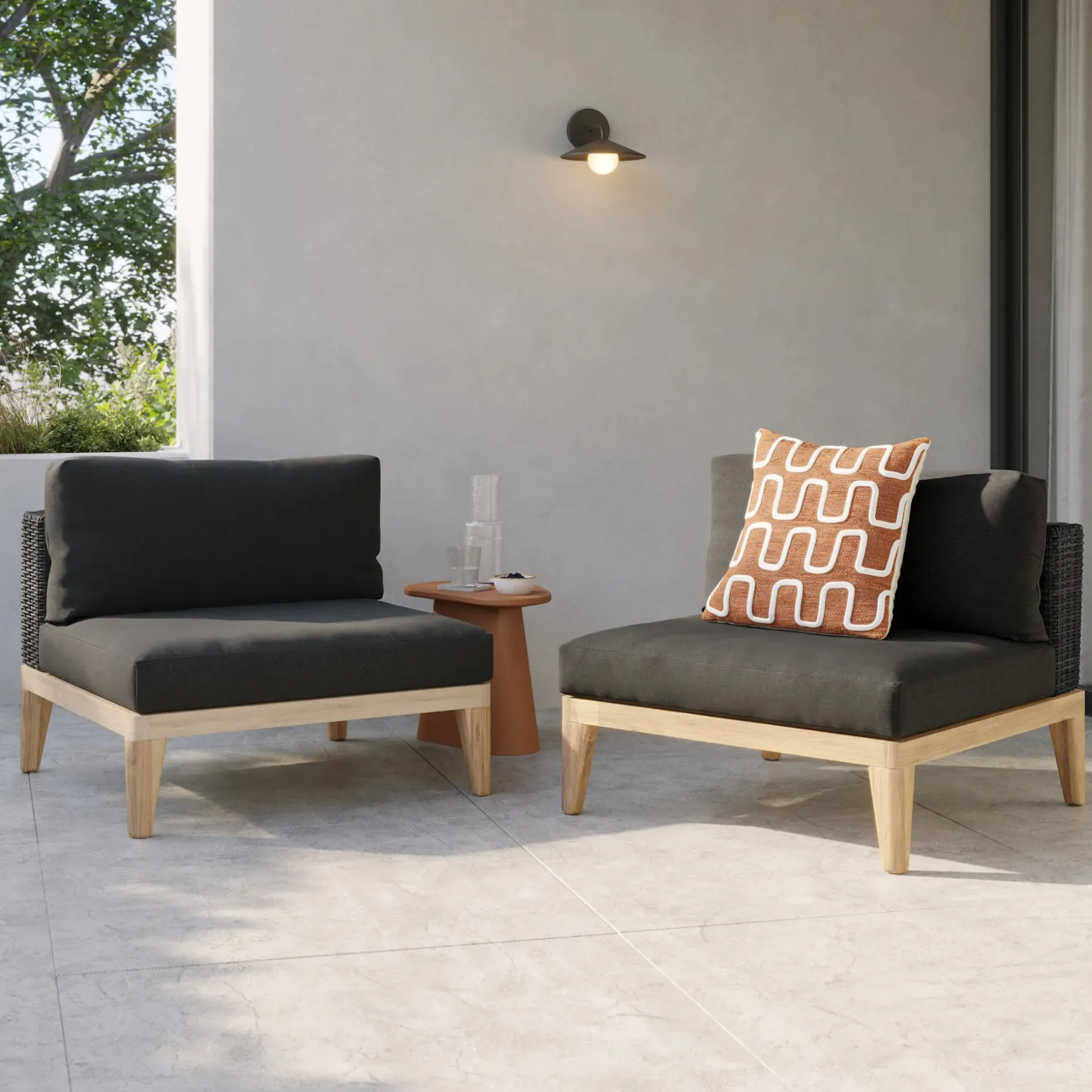 Urba 35" Outdoor Lounge Chair Set - Slate Gray