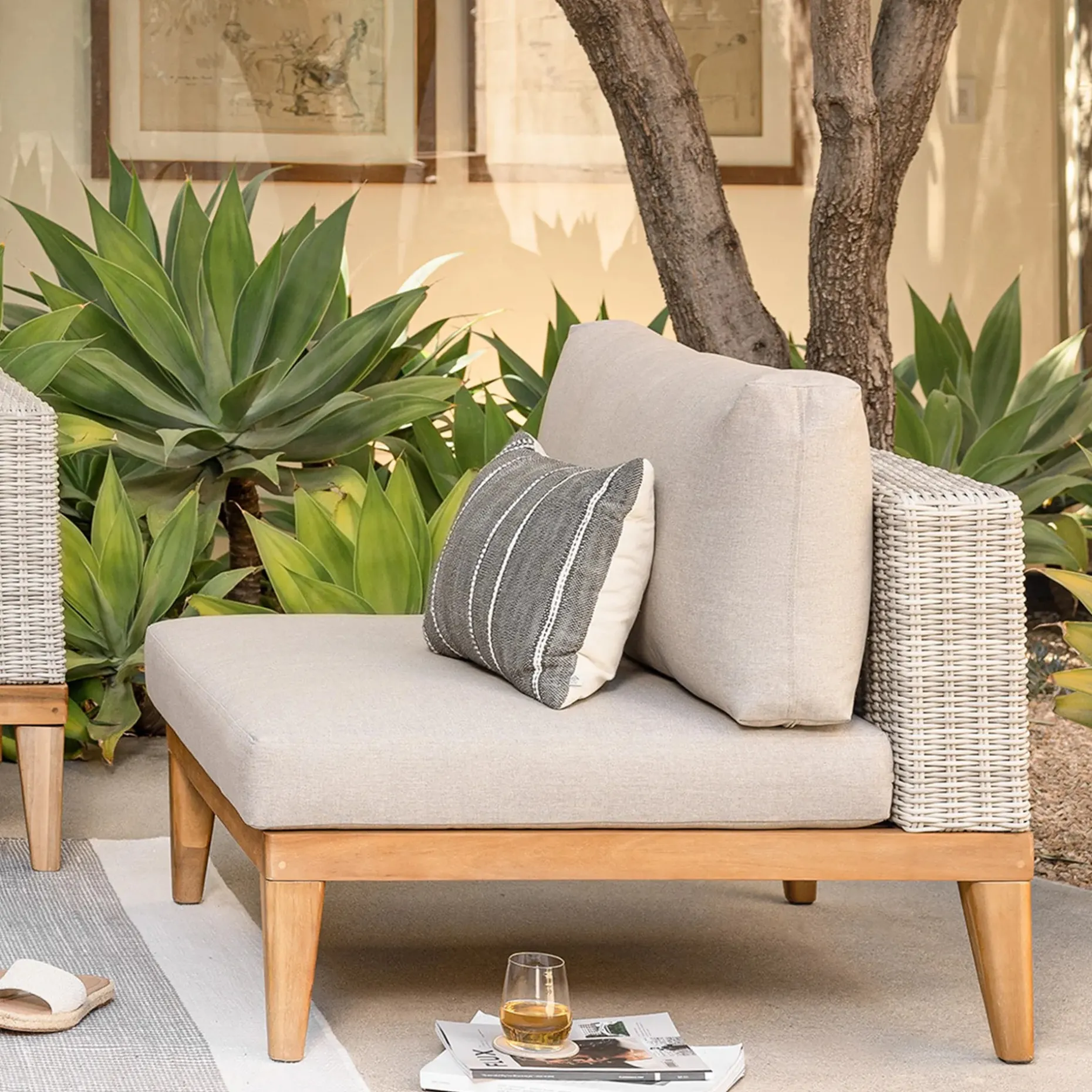Urba 35" Outdoor Lounge Chair Set - Beach Sand