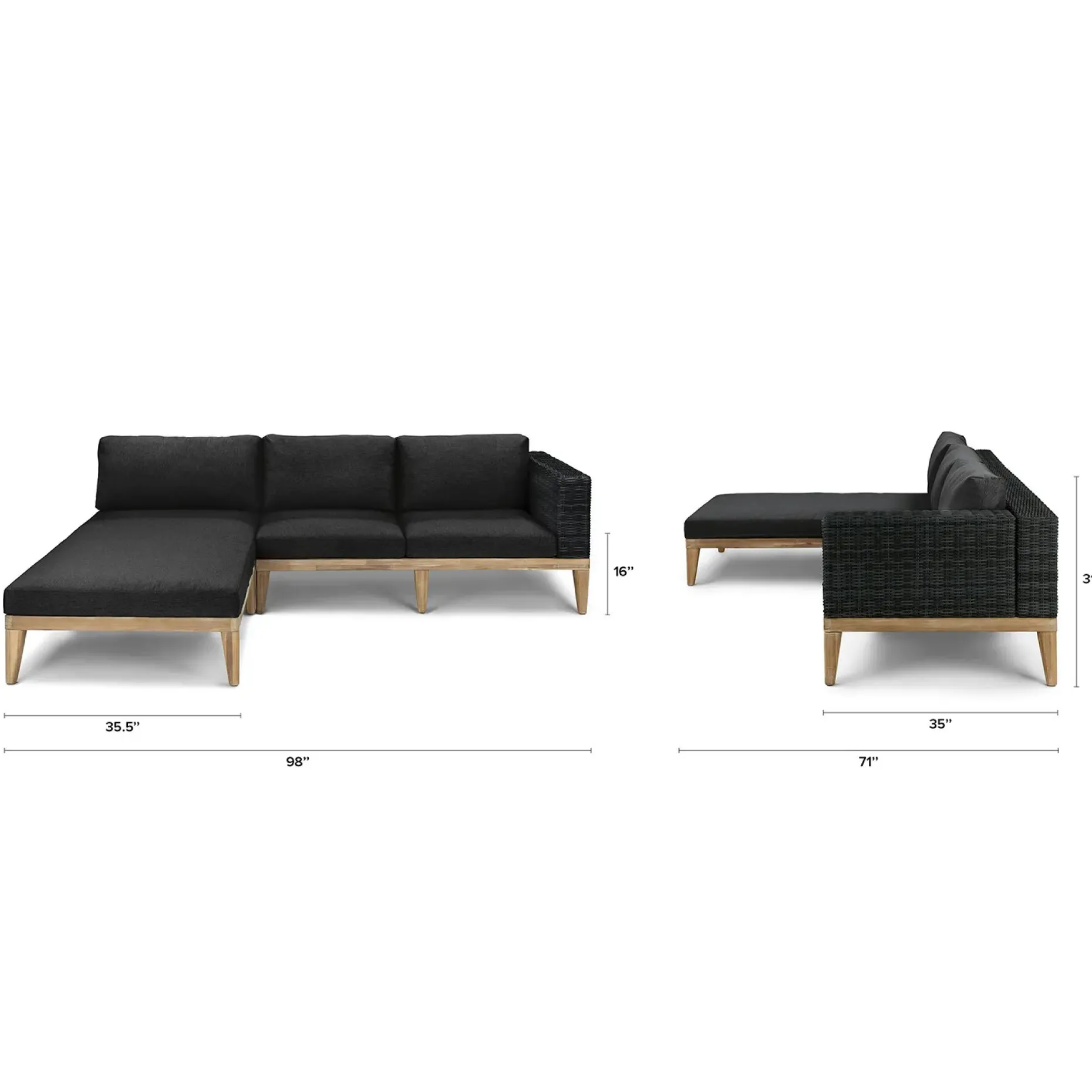 Urba 98" Outdoor Reversible Sectional - Slate Gray