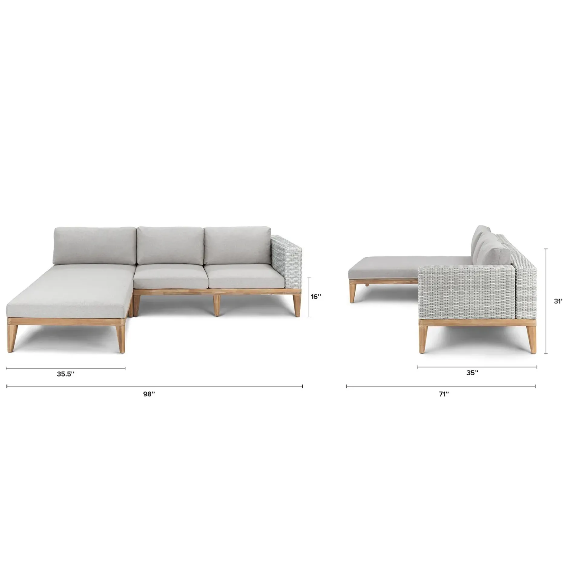 Urba 98" Outdoor Reversible Sectional - Beach Sand