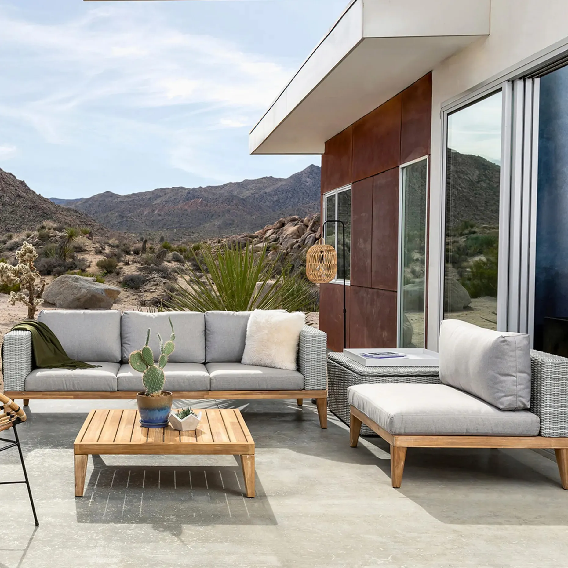 Urba 88.5" Outdoor Sofa Set - Beach Sand