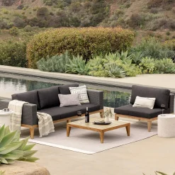 Urba 88.5" Outdoor Sofa Set - Slate Gray