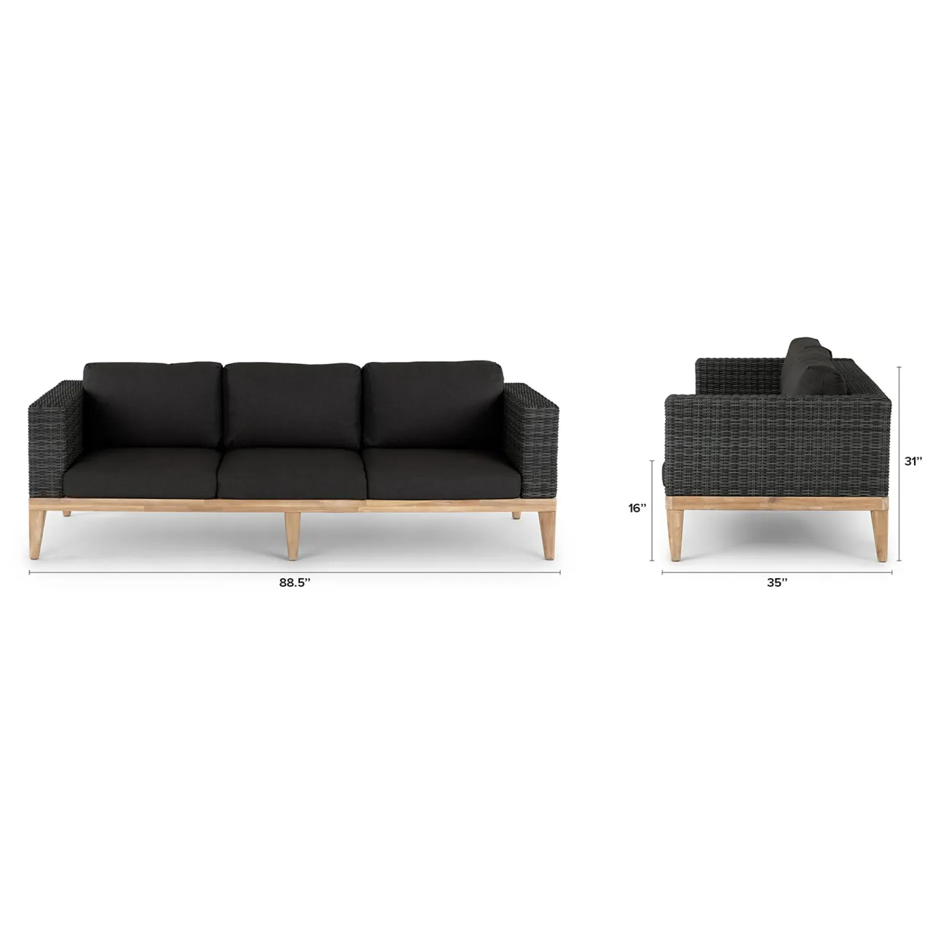 Urba 88.5" Outdoor Sofa Set - Slate Gray