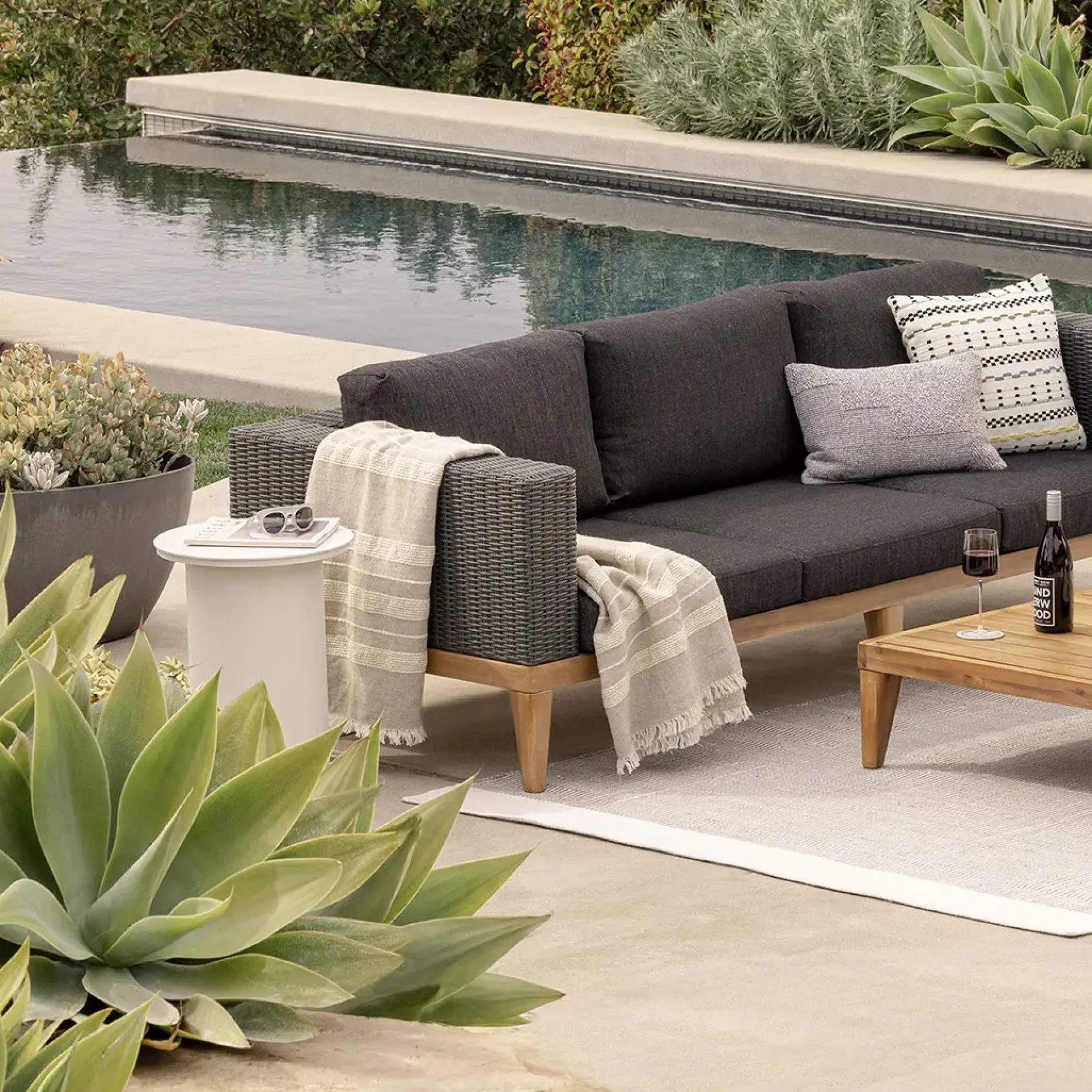Urba 88.5" Outdoor Sofa Set - Slate Gray