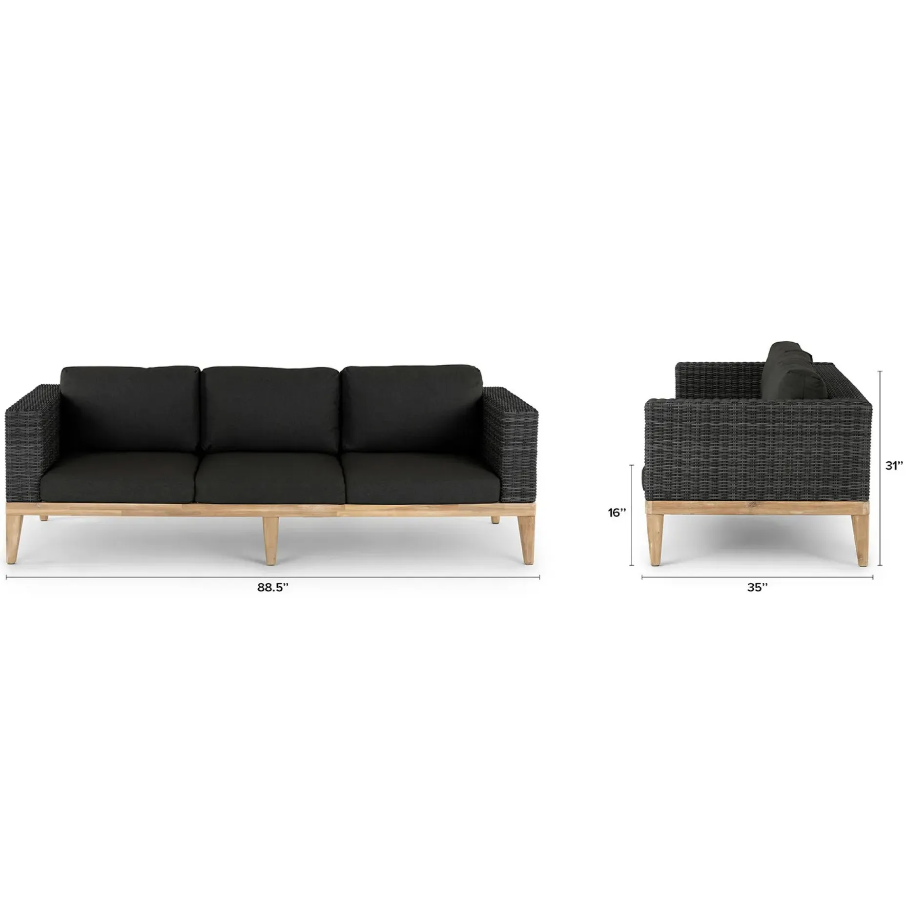 Urba 88.5" Outdoor Sofa - Slate Gray