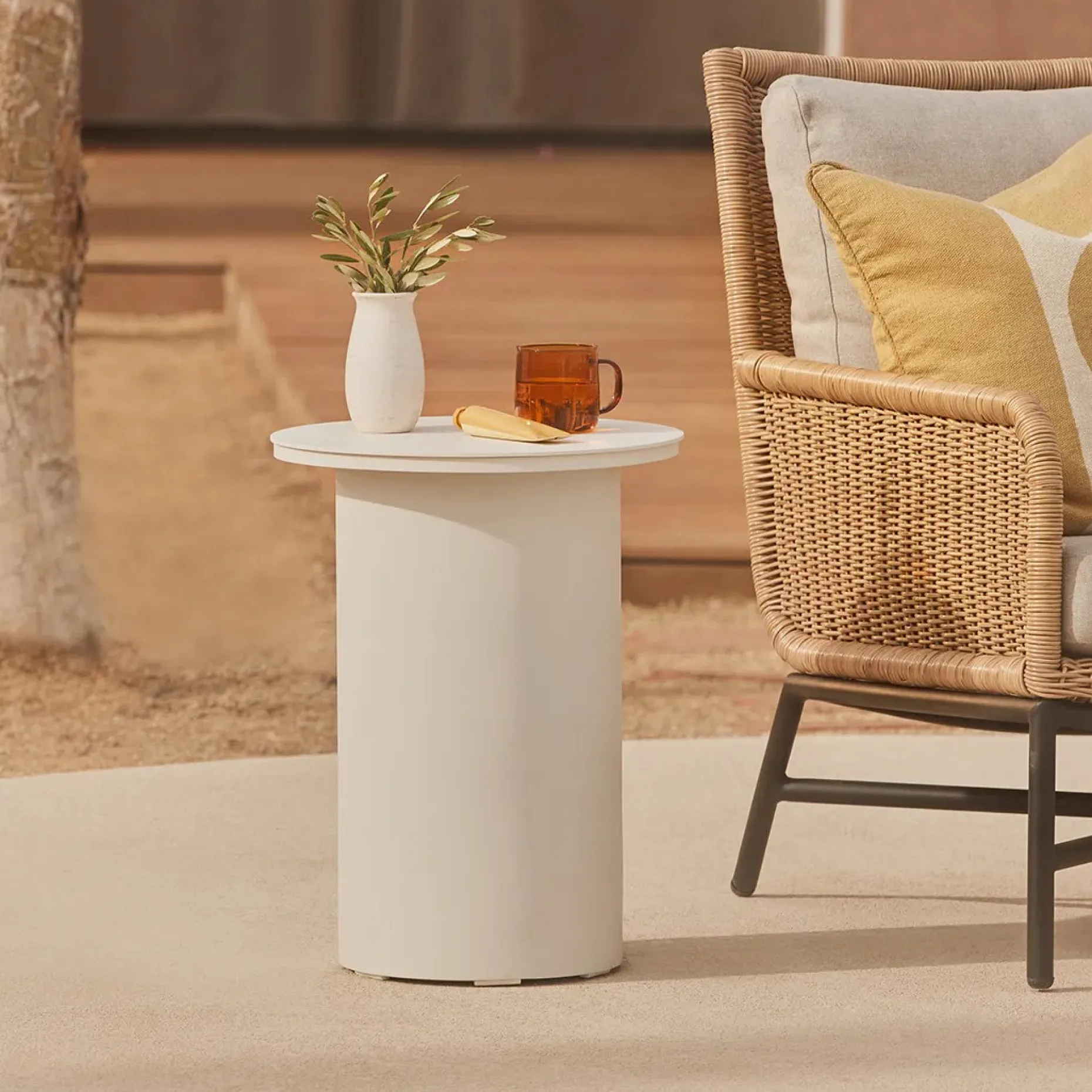Vardo Outdoor Side Table - Oyster White