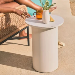 Vardo Outdoor Side Table - Oyster White