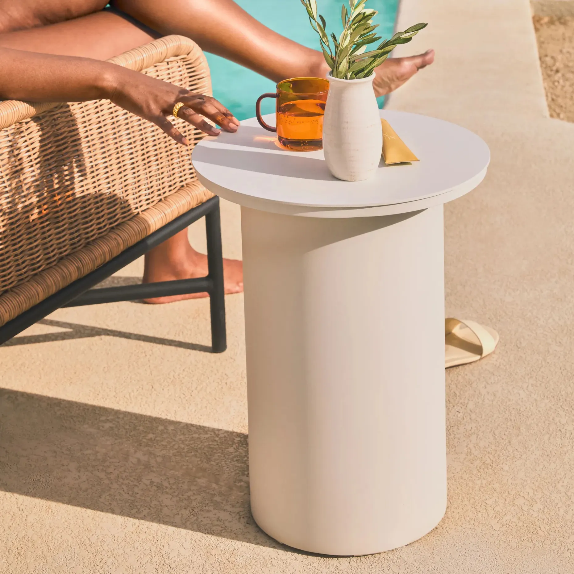 Vardo Outdoor Side Table - Oyster White