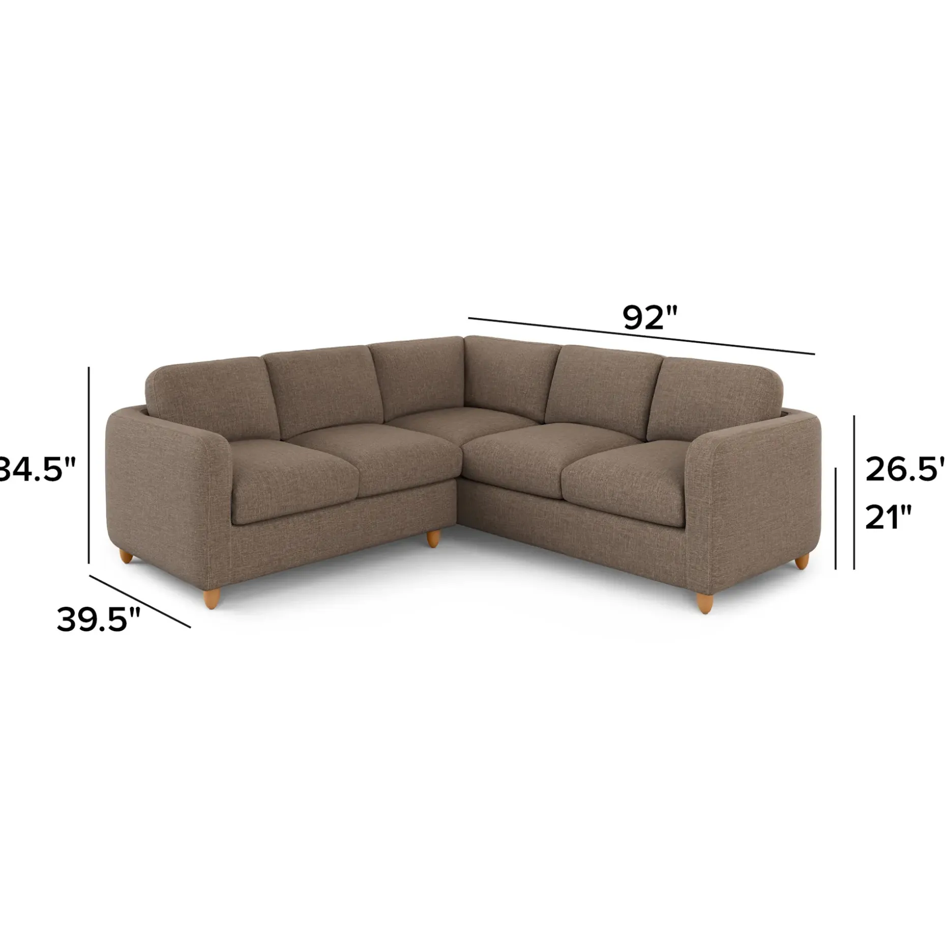 Vati 92" Corner Sectional - Honey Oak and Buckler Brown