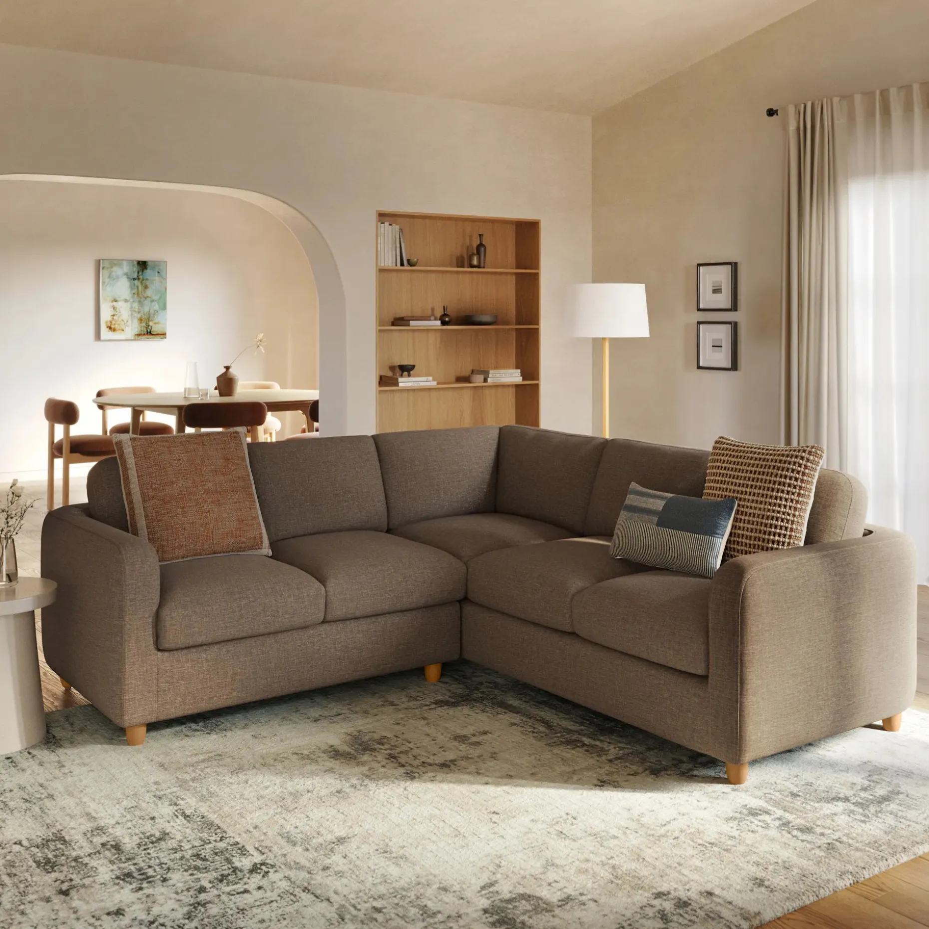 Vati 92" Corner Sectional - Honey Oak and Buckler Brown