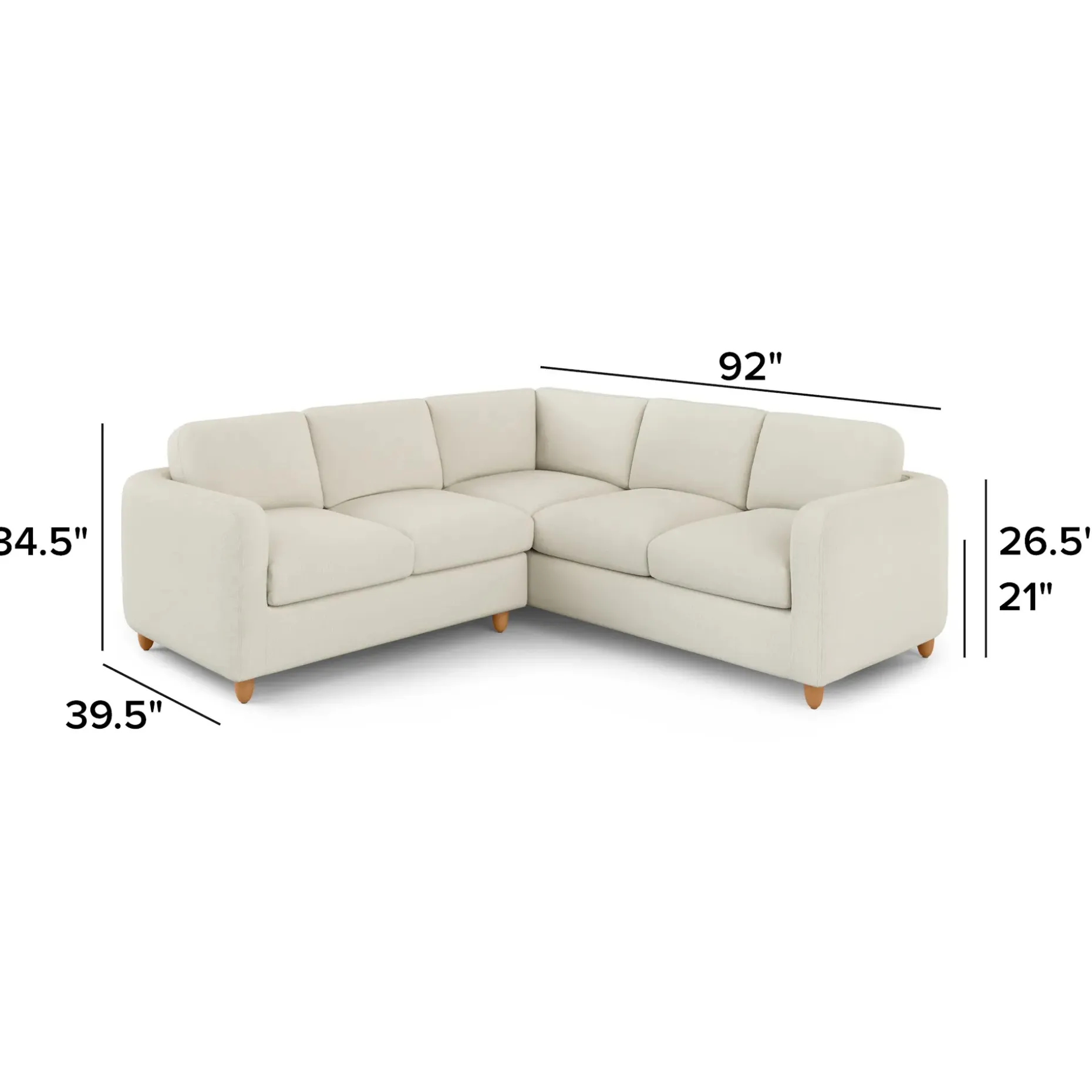 Vati 92" Corner Sectional - Honey Oak and Buckler Ivory