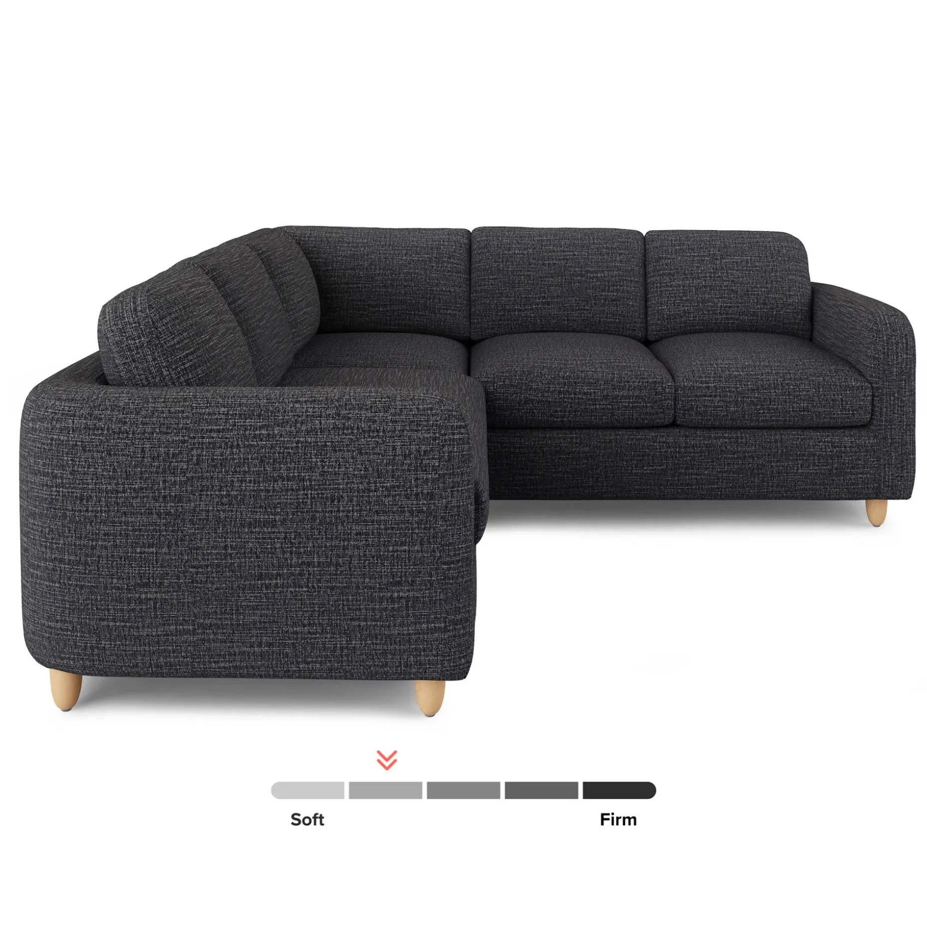 Vati 92" Corner Sectional - Natural Oak and Napa Charcoal