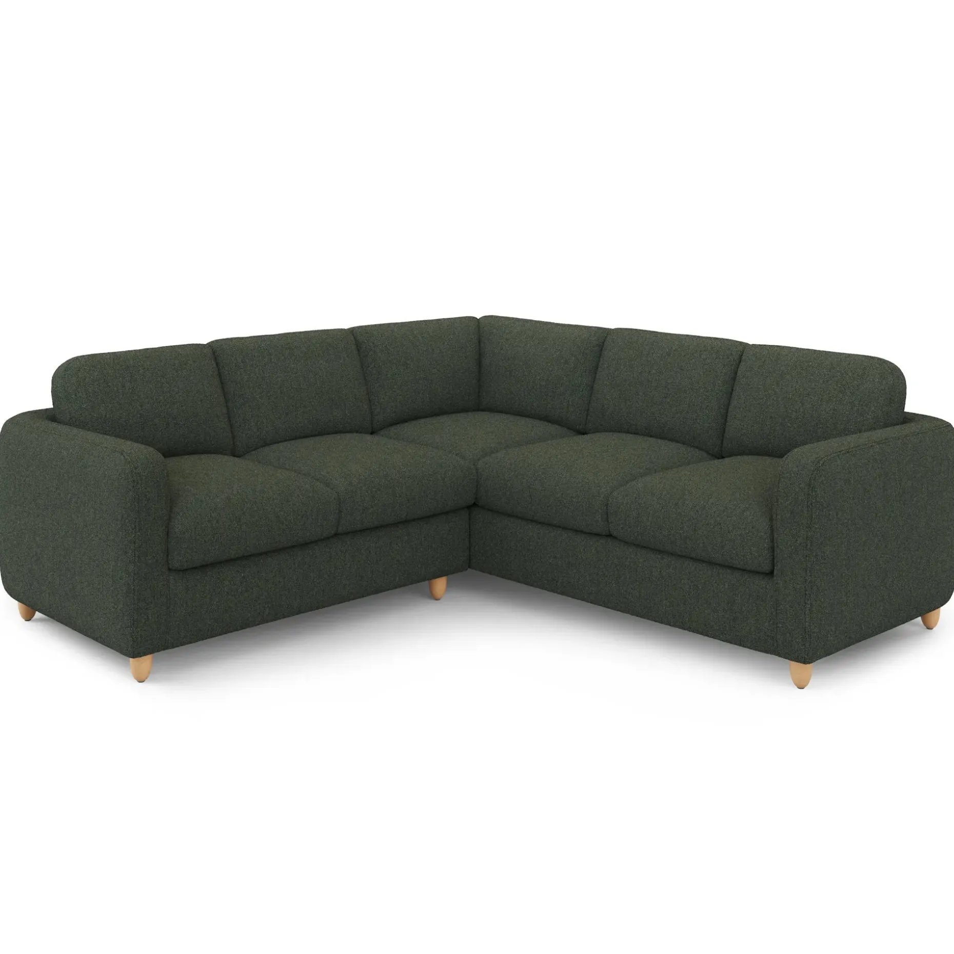 Vati 92" Corner Sectional - Natural Oak and Green Wool Bouclé