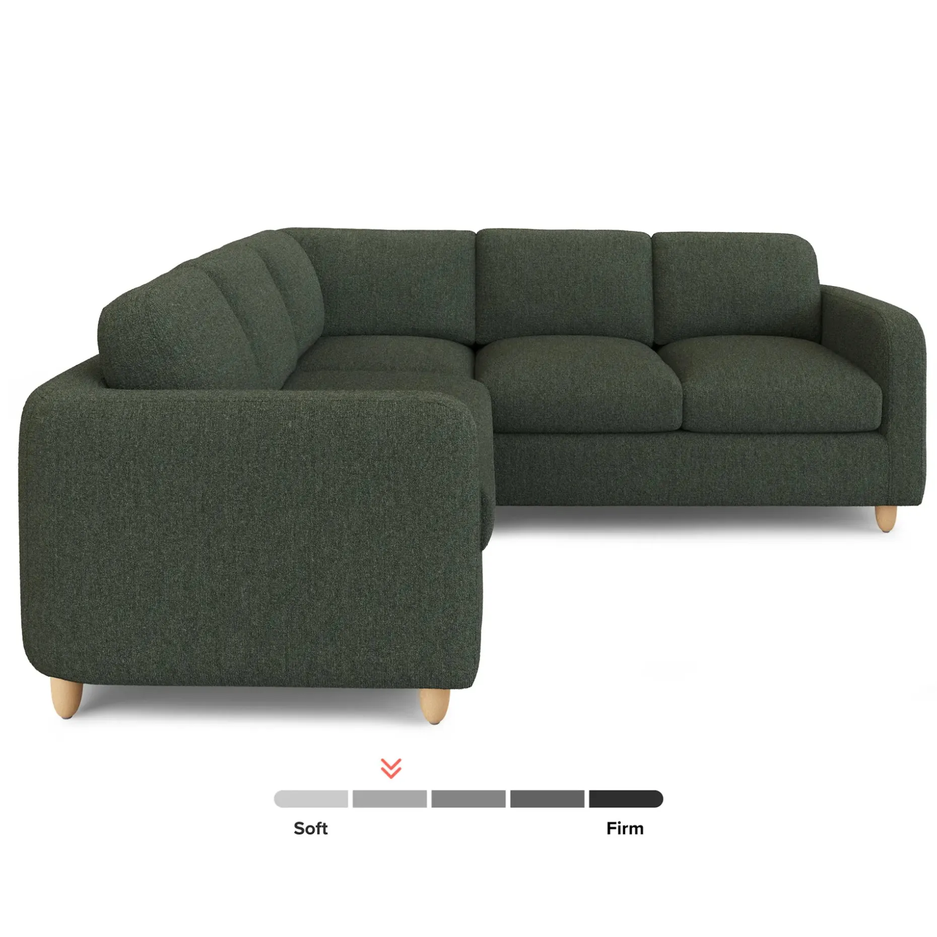 Vati 92" Corner Sectional - Natural Oak and Green Wool Bouclé