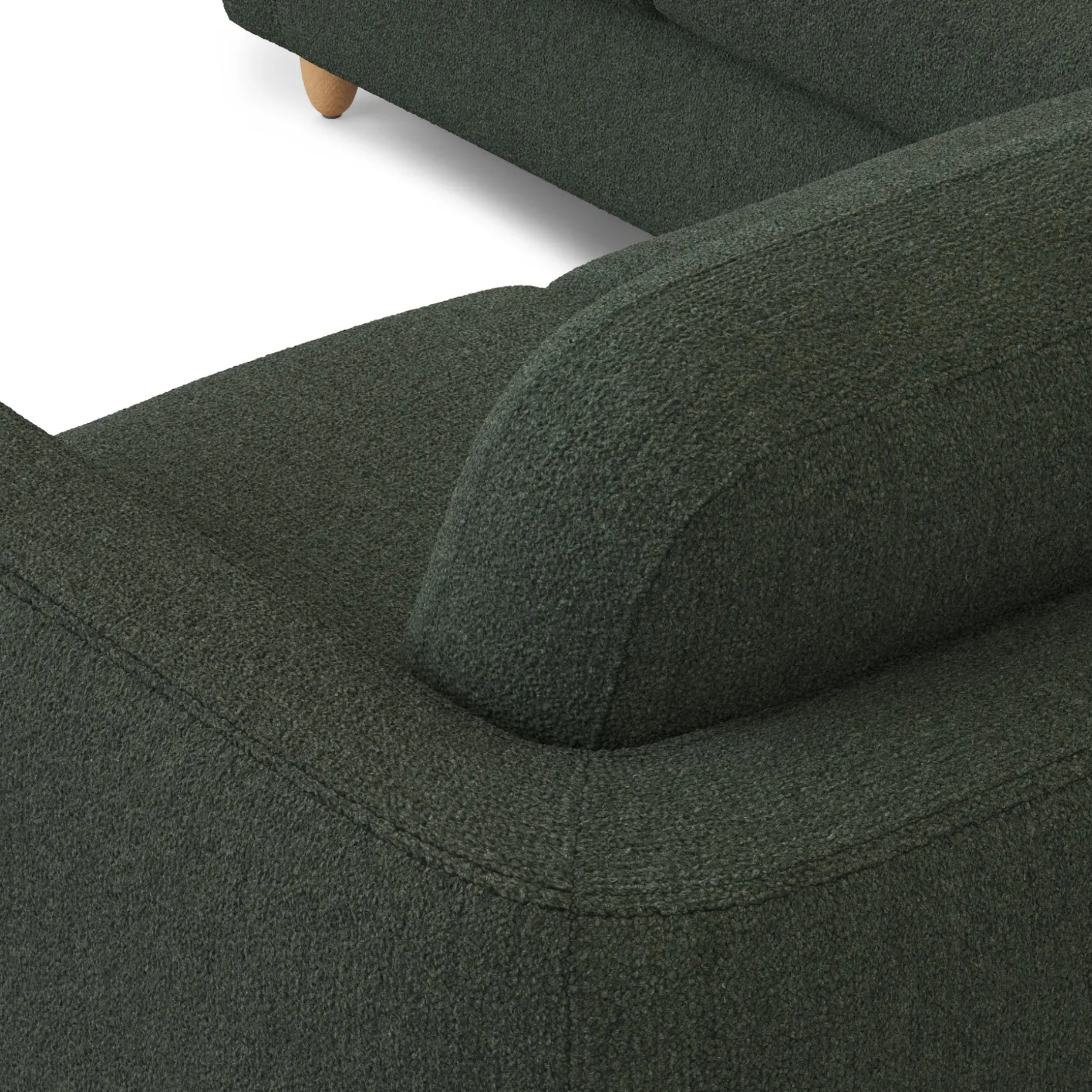 Vati 92" Corner Sectional - Natural Oak and Green Wool Bouclé