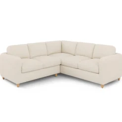 Vati 92" Corner Sectional - Natural Oak and Ivory Wool Bouclé