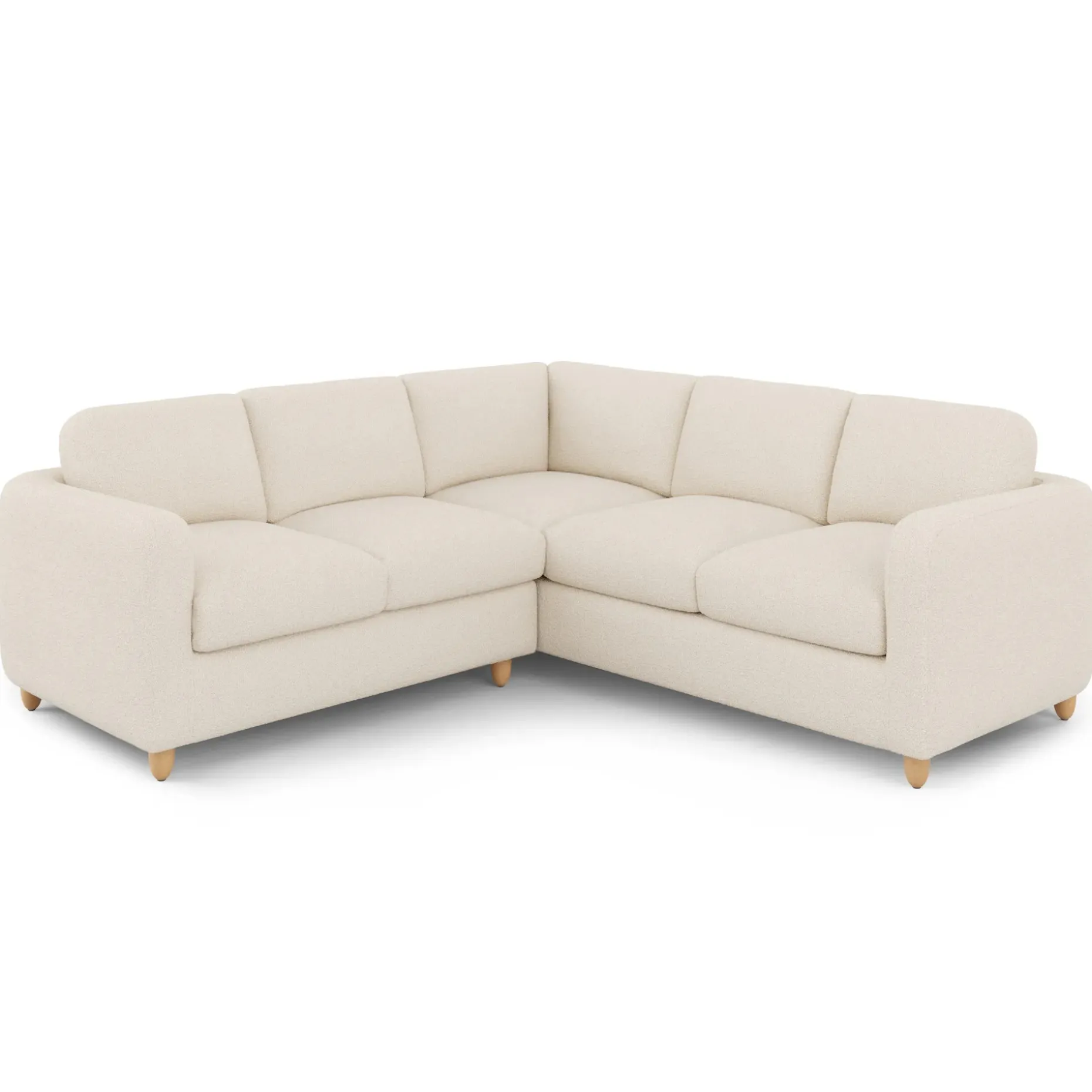 Vati 92" Corner Sectional - Natural Oak and Ivory Wool Bouclé