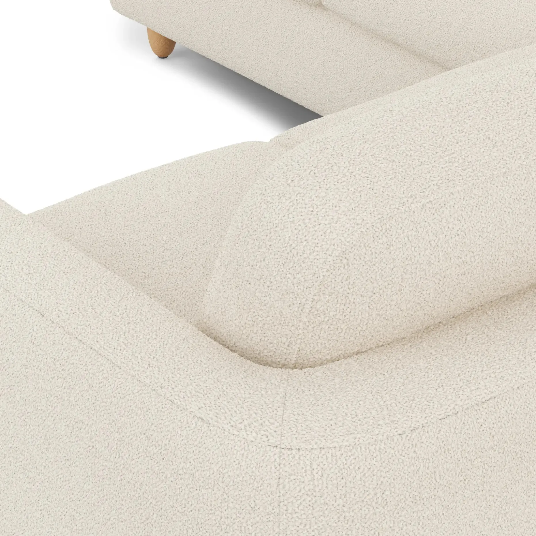 Vati 92" Corner Sectional - Natural Oak and Ivory Wool Bouclé