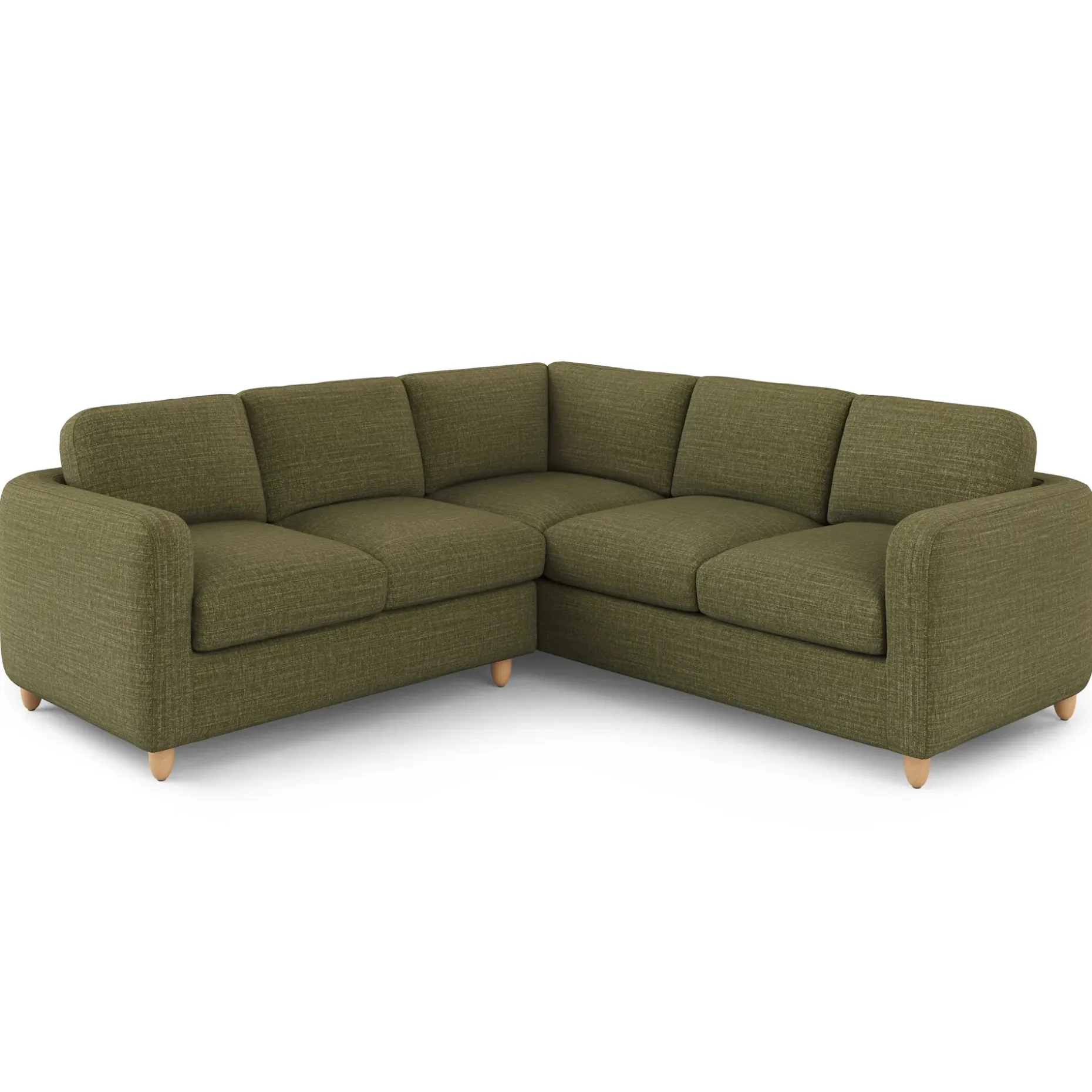 Vati 92" Corner Sectional - Natural Oak and Napa Moss