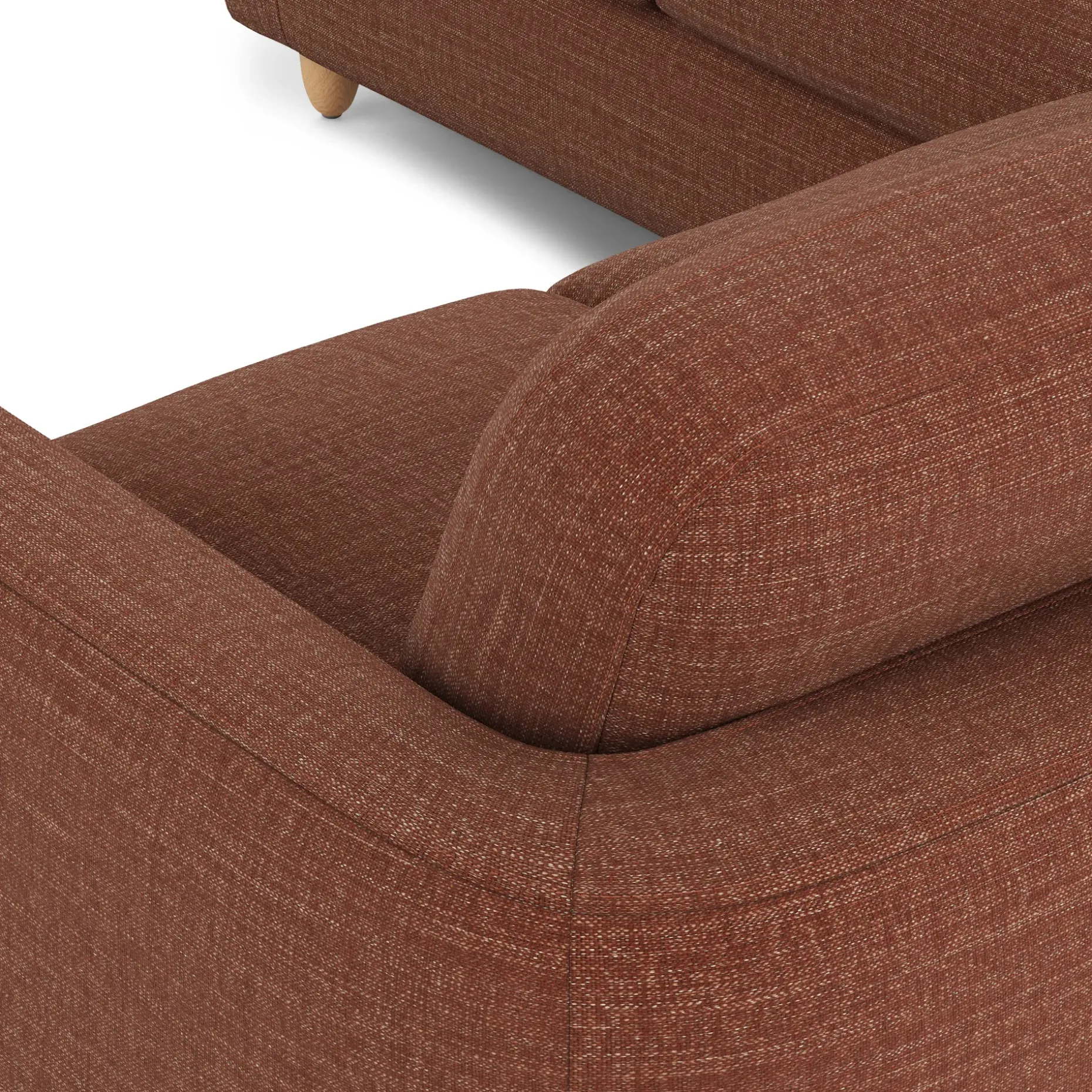 Vati 92" Corner Sectional - Natural Oak and Napa Rust