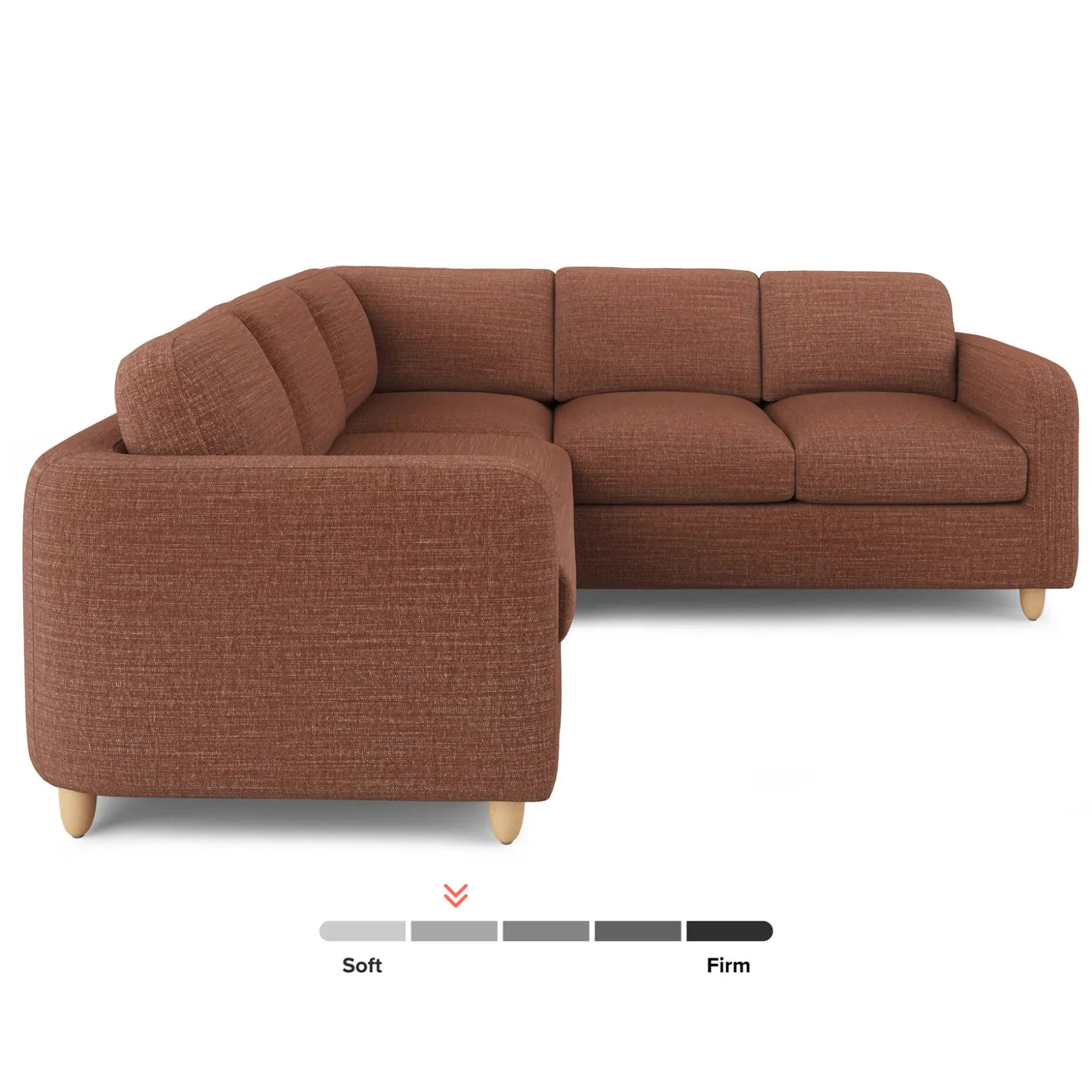 Vati 92" Corner Sectional - Natural Oak and Napa Rust