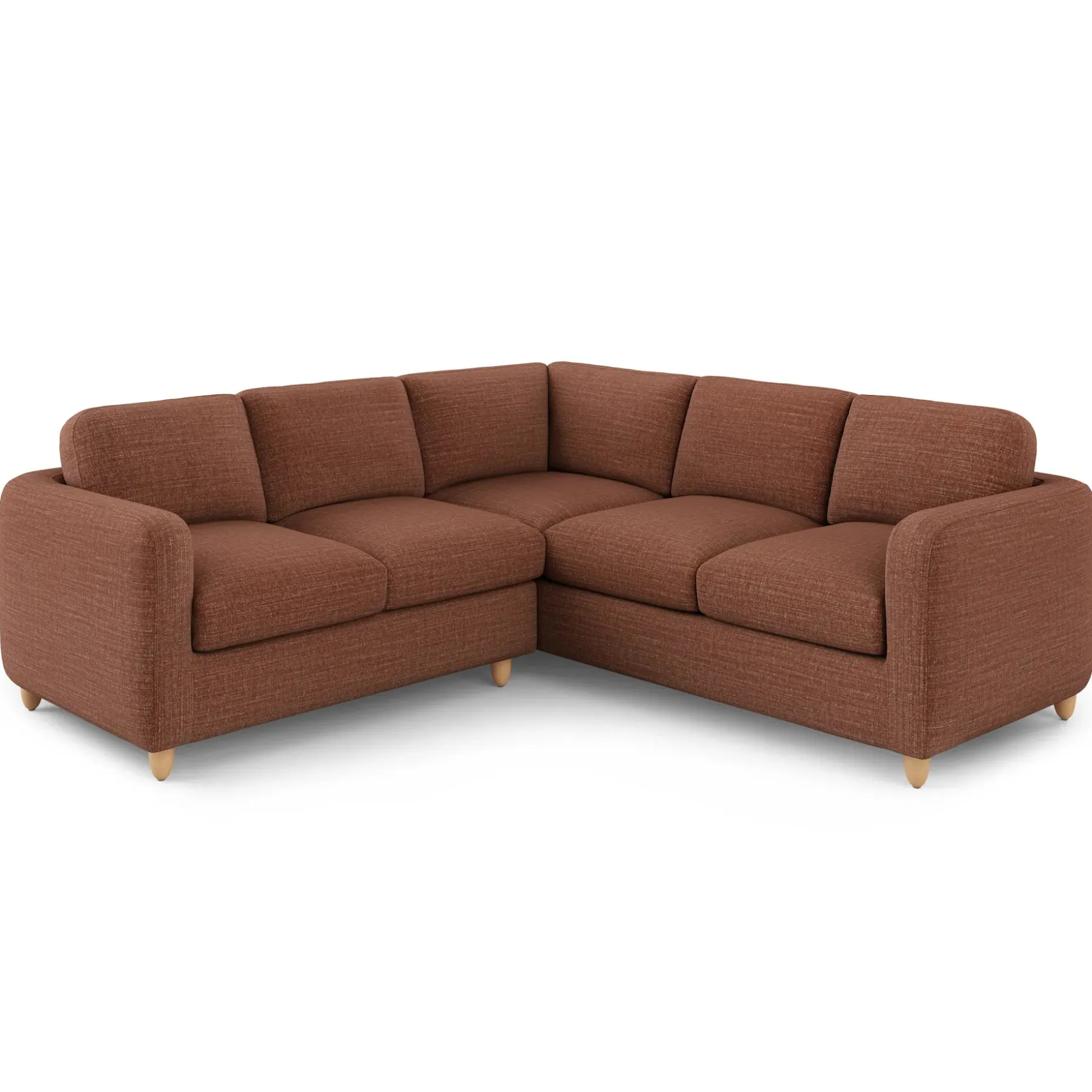 Vati 92" Corner Sectional - Natural Oak and Napa Rust