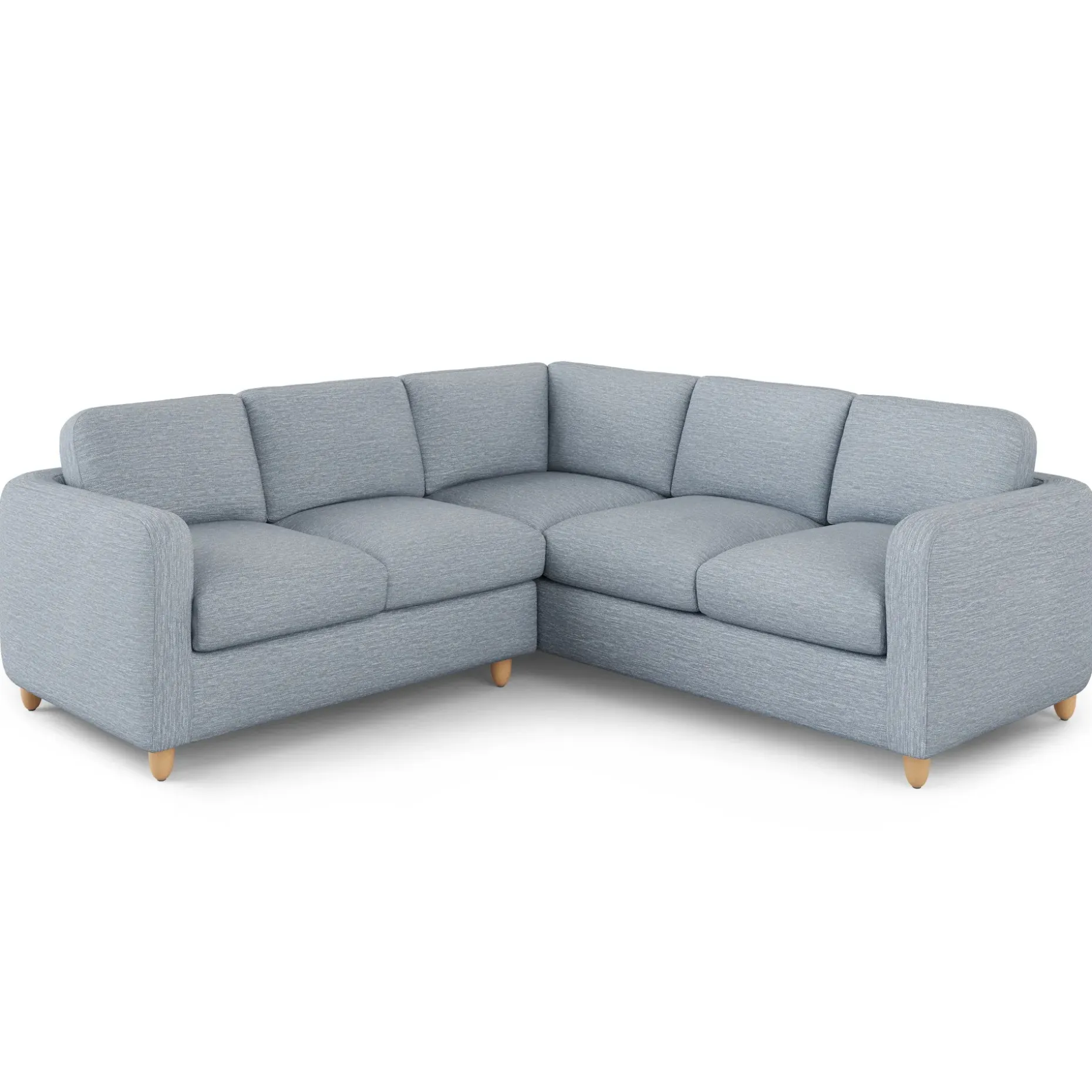 Vati 92" Corner Sectional - Natural Oak and Silver Light Blue