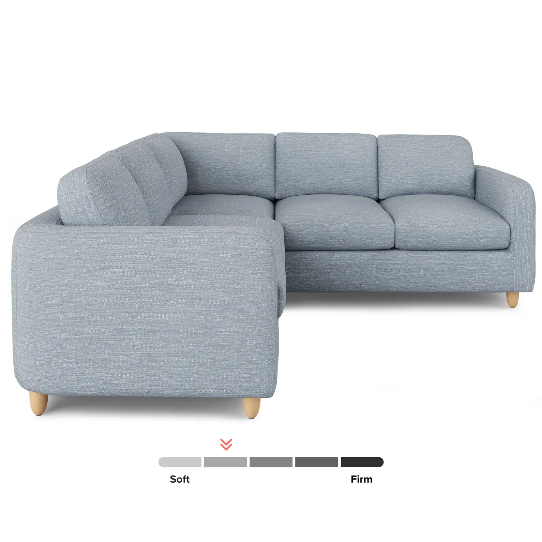 Vati 92" Corner Sectional - Natural Oak and Silver Light Blue