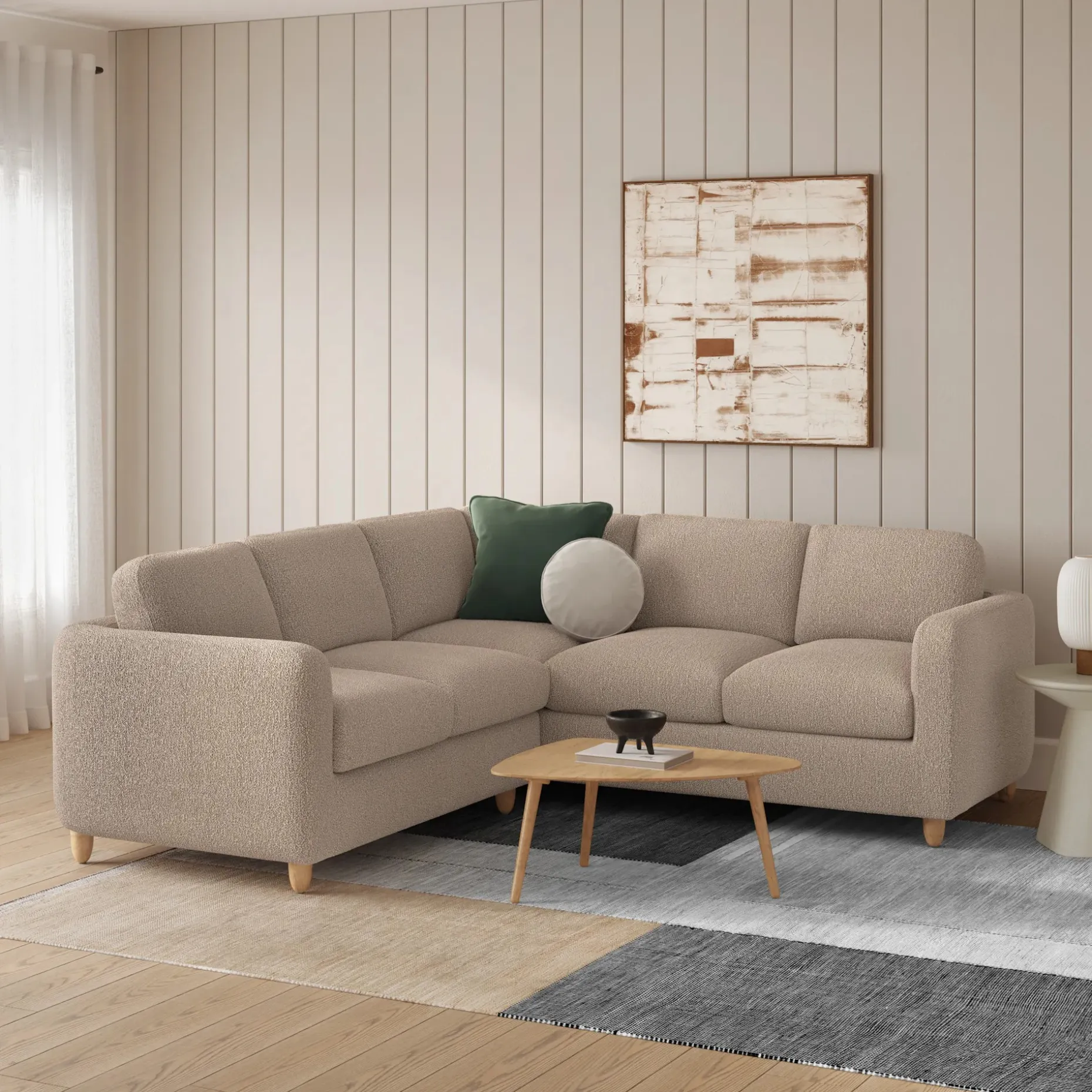 Vati 92" Corner Sectional - Sandstone Wool Bouclé