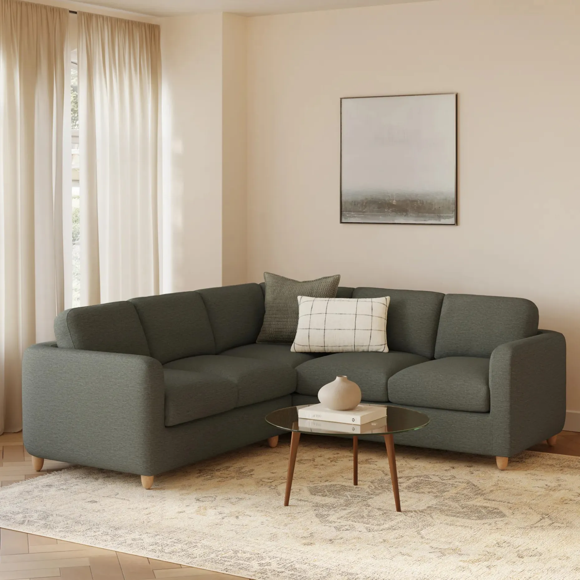Vati 92" Corner Sectional - Silver Moss