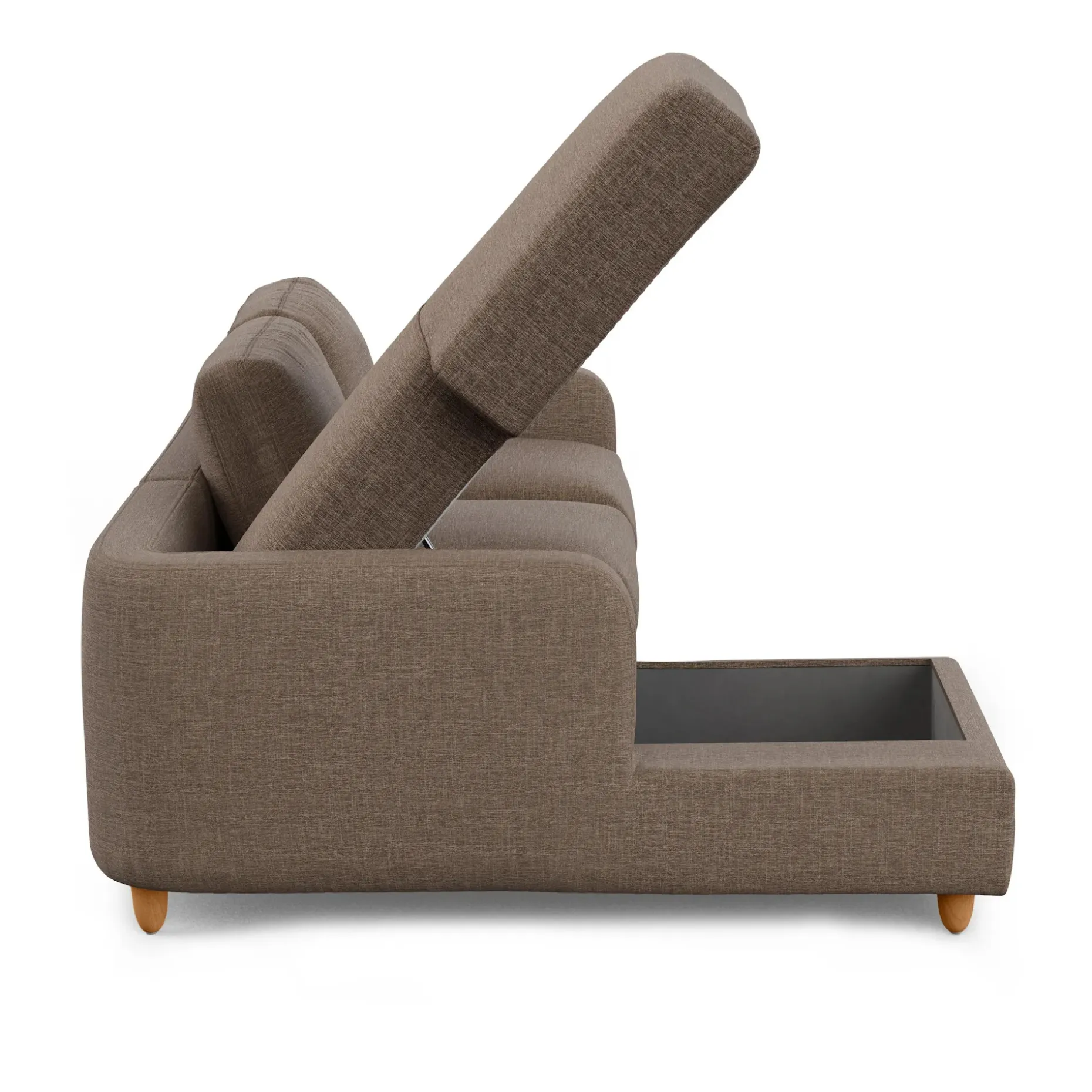 Vati 90.5" Left Storage Sectional - Honey Oak and Buckler Brown