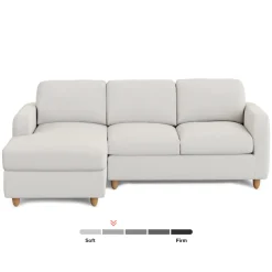 Vati 90.5" Left Storage Sectional - Natural Oak and Buckler Ivory