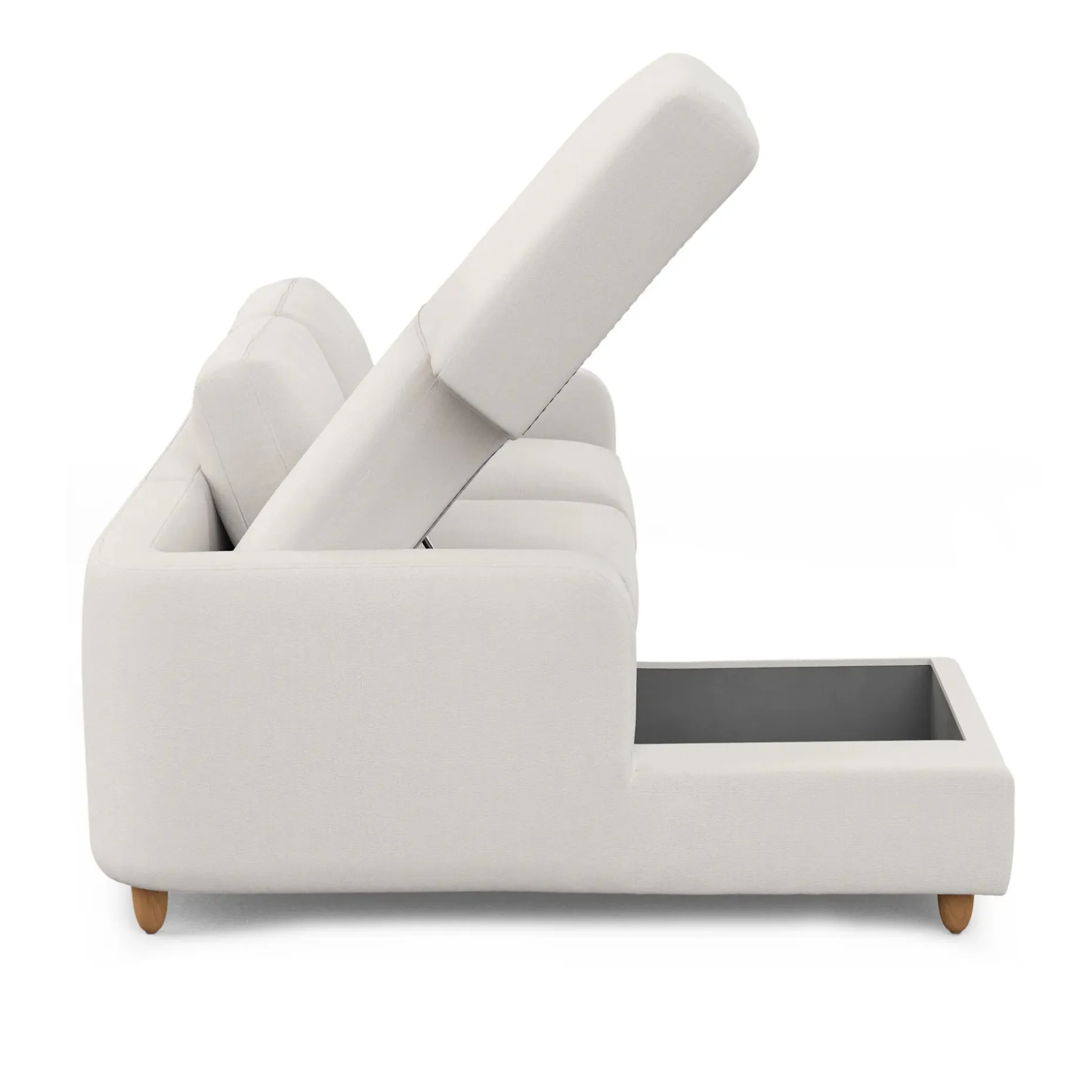 Vati 90.5" Left Storage Sectional - Natural Oak and Buckler Ivory