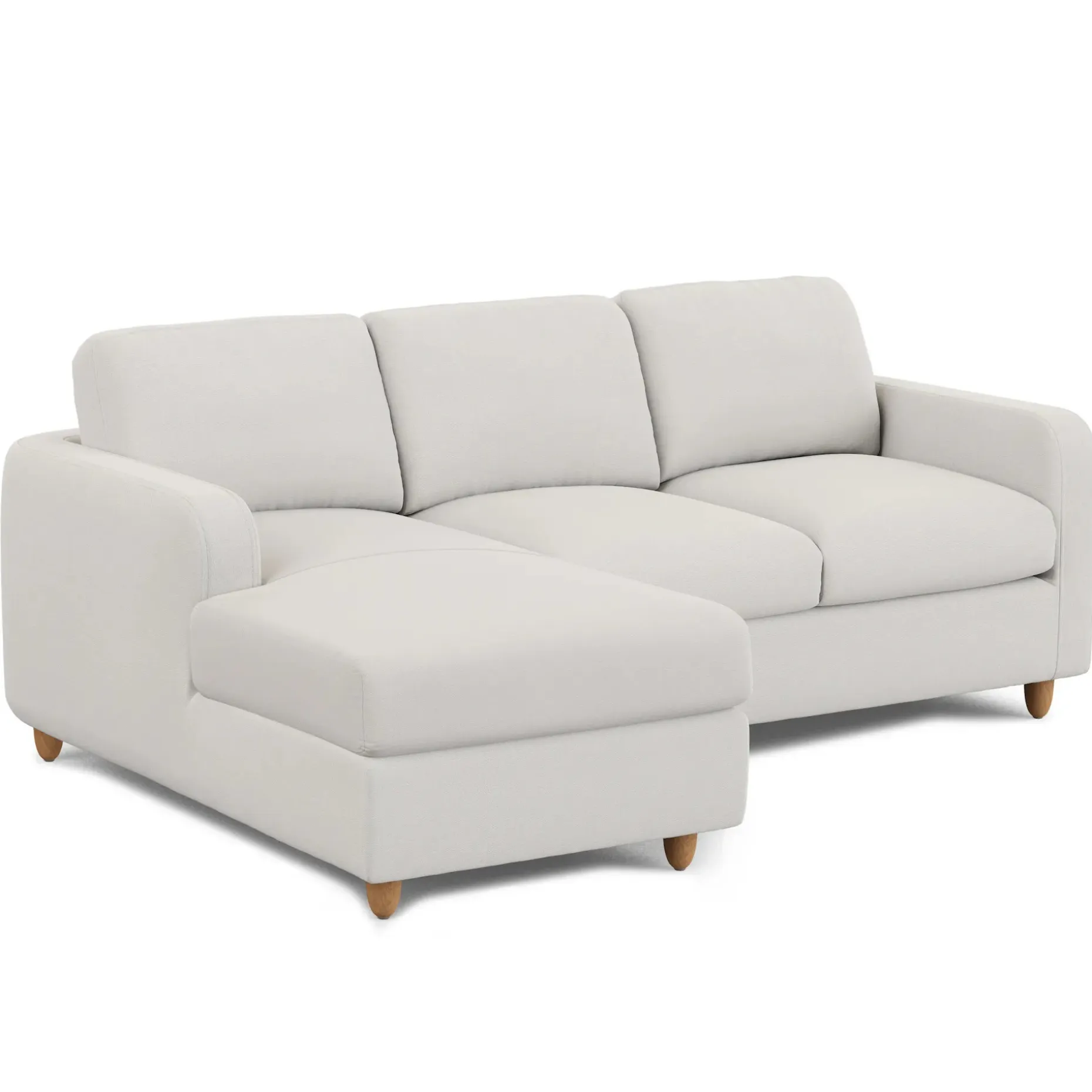 Vati 90.5" Left Storage Sectional - Natural Oak and Buckler Ivory