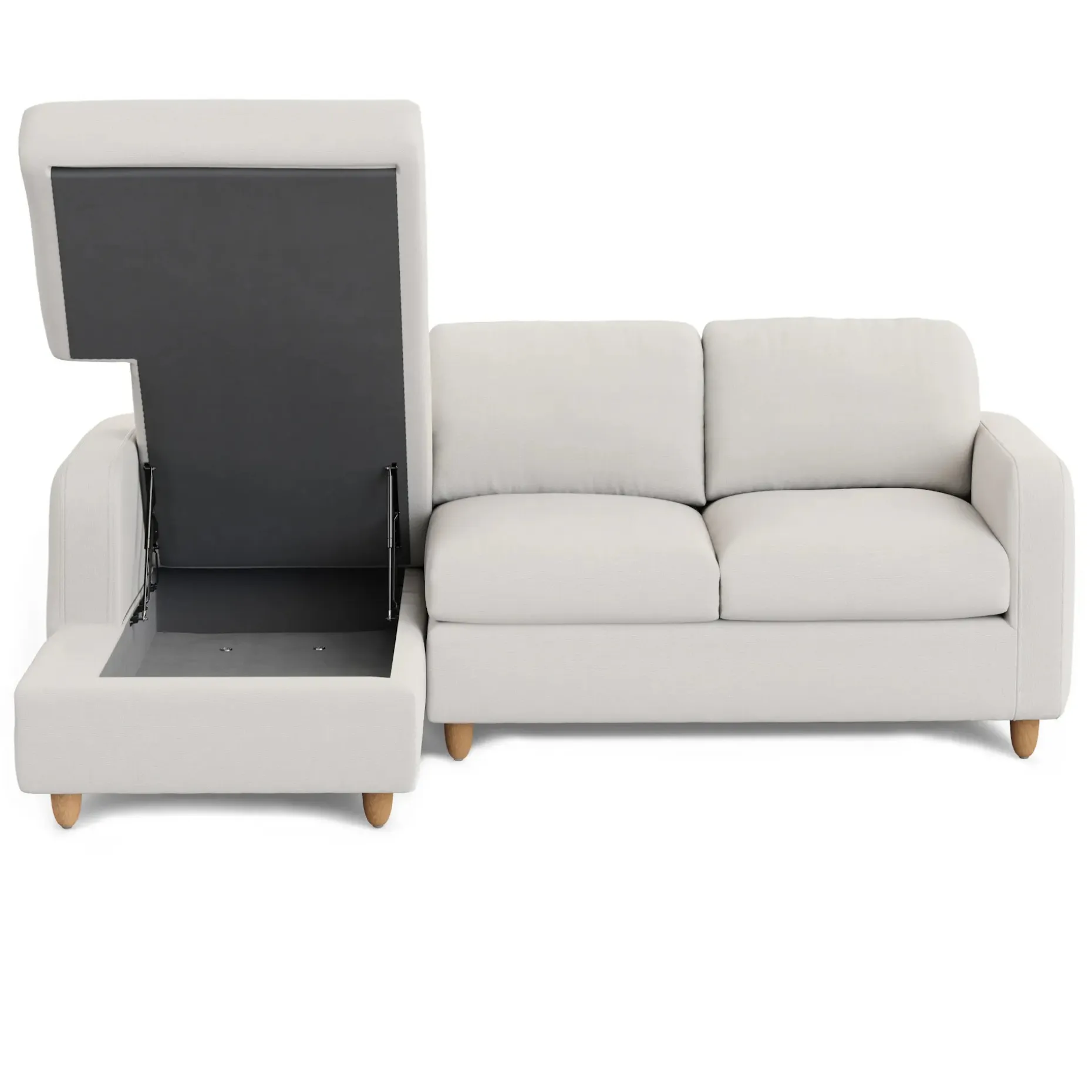 Vati 90.5" Left Storage Sectional - Natural Oak and Buckler Ivory