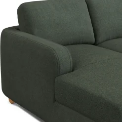 Vati 90.5" Left Storage Sectional - Natural Oak and Green Wool Bouclé