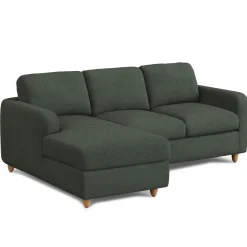 Vati 90.5" Left Storage Sectional - Natural Oak and Green Wool Bouclé