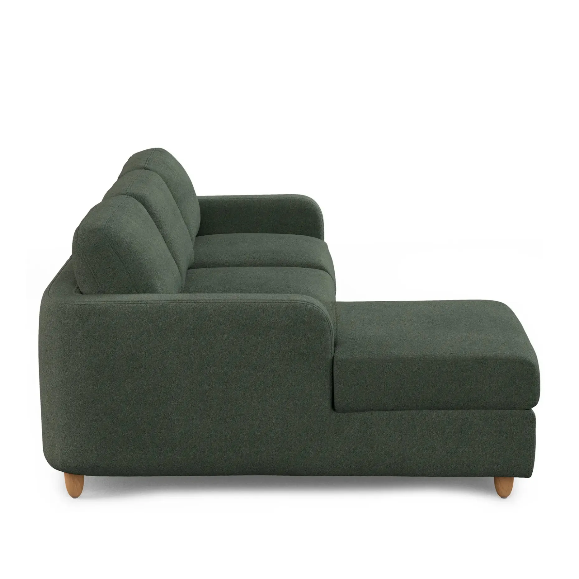 Vati 90.5" Left Storage Sectional - Natural Oak and Green Wool Bouclé