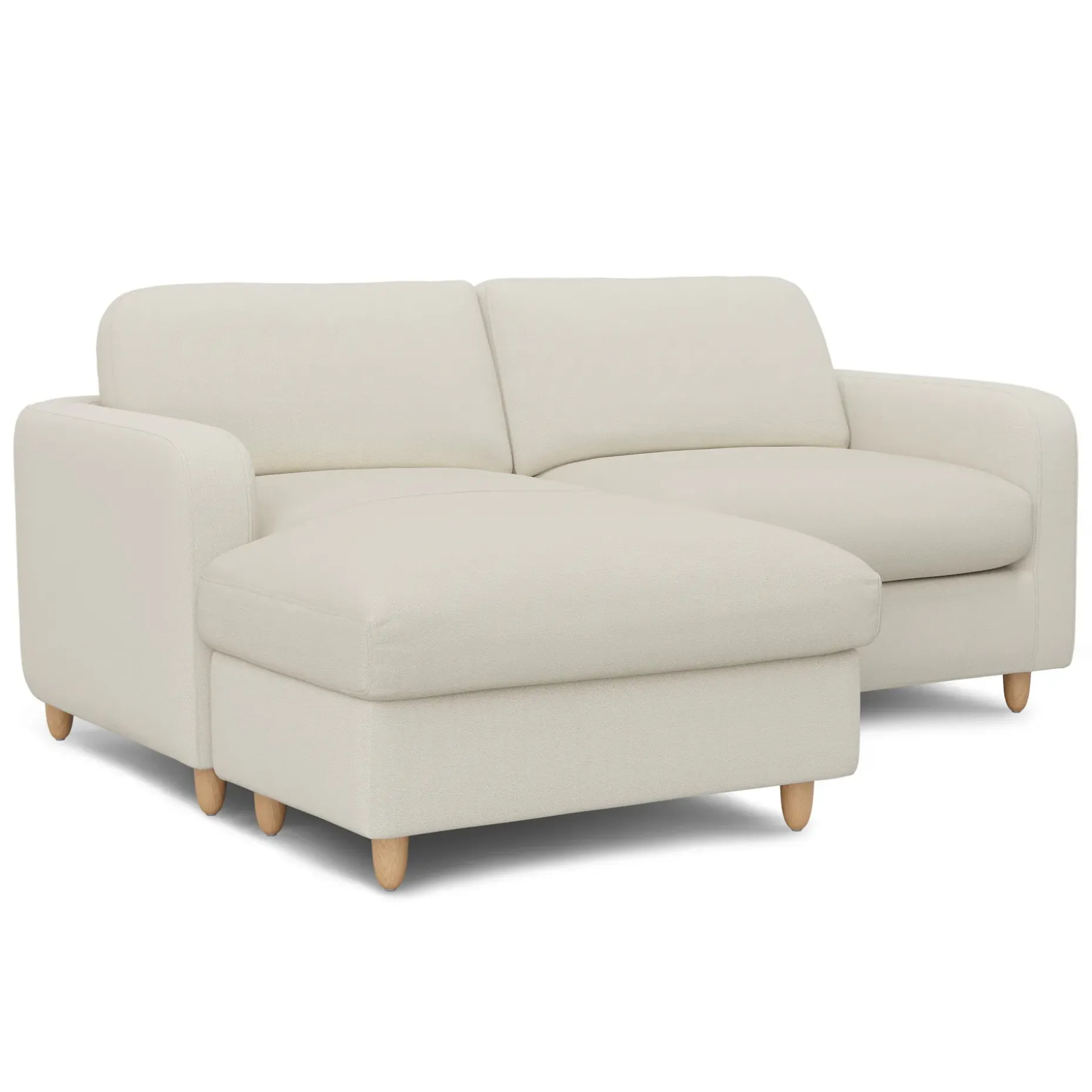Vati 80" Left Storage Sectional - Natural Oak and Buckler Ivory