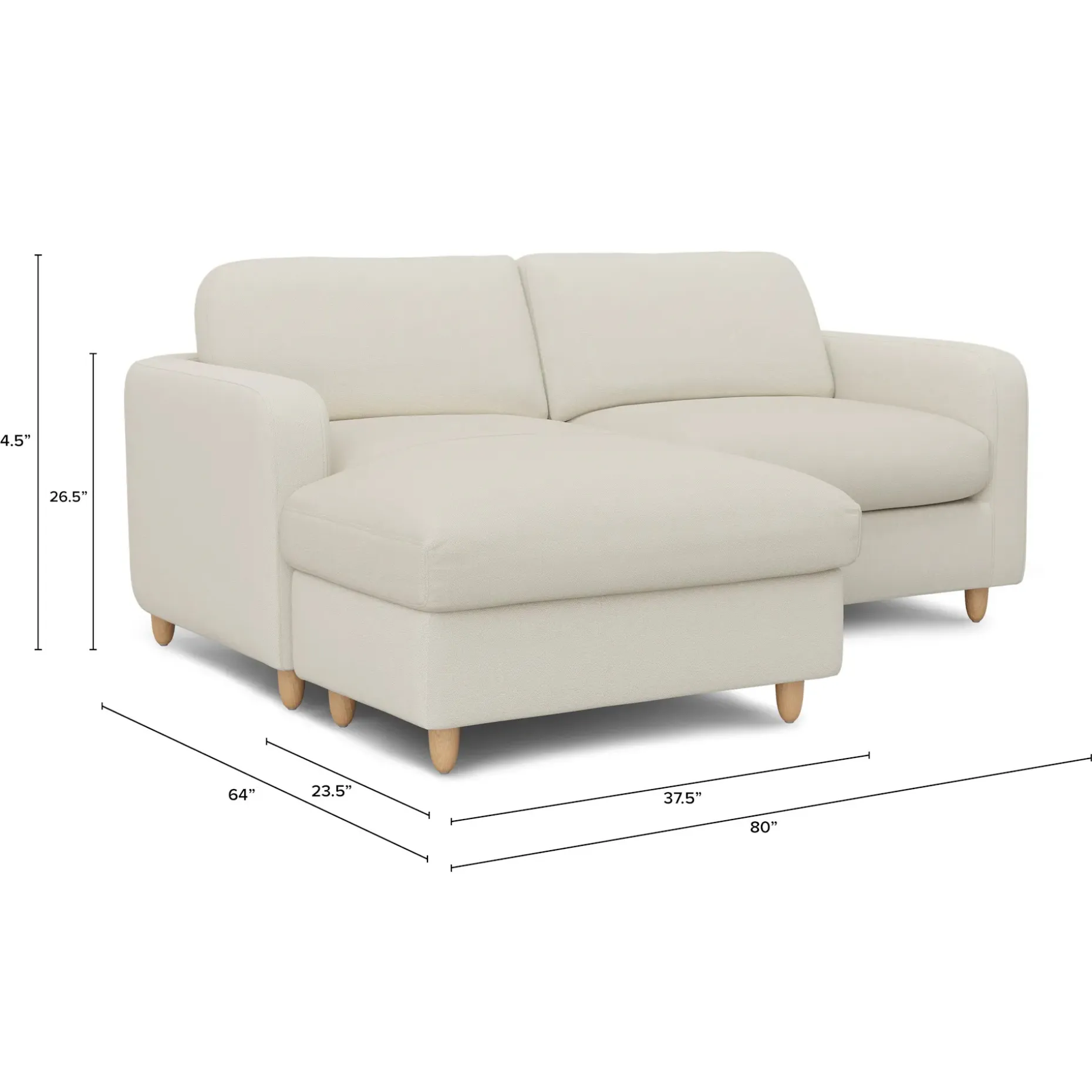 Vati 80" Left Storage Sectional - Natural Oak and Buckler Ivory