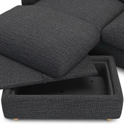 Vati 80" Left Storage Sectional - Natural Oak and Napa Charcoal