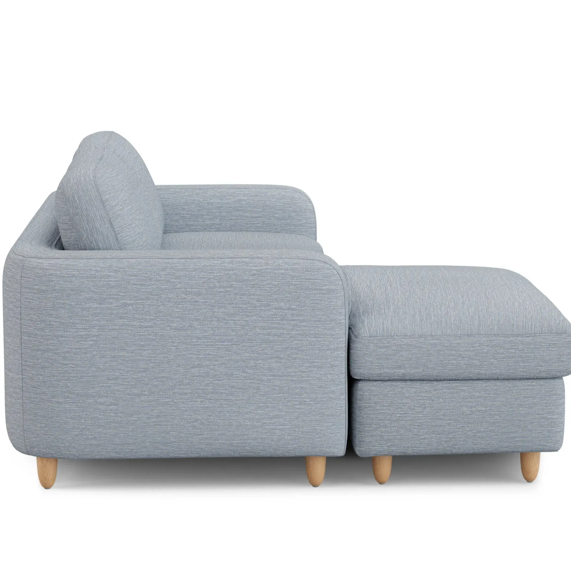 Vati 80" Left Storage Sectional - Natural Oak and Silver Light Blue