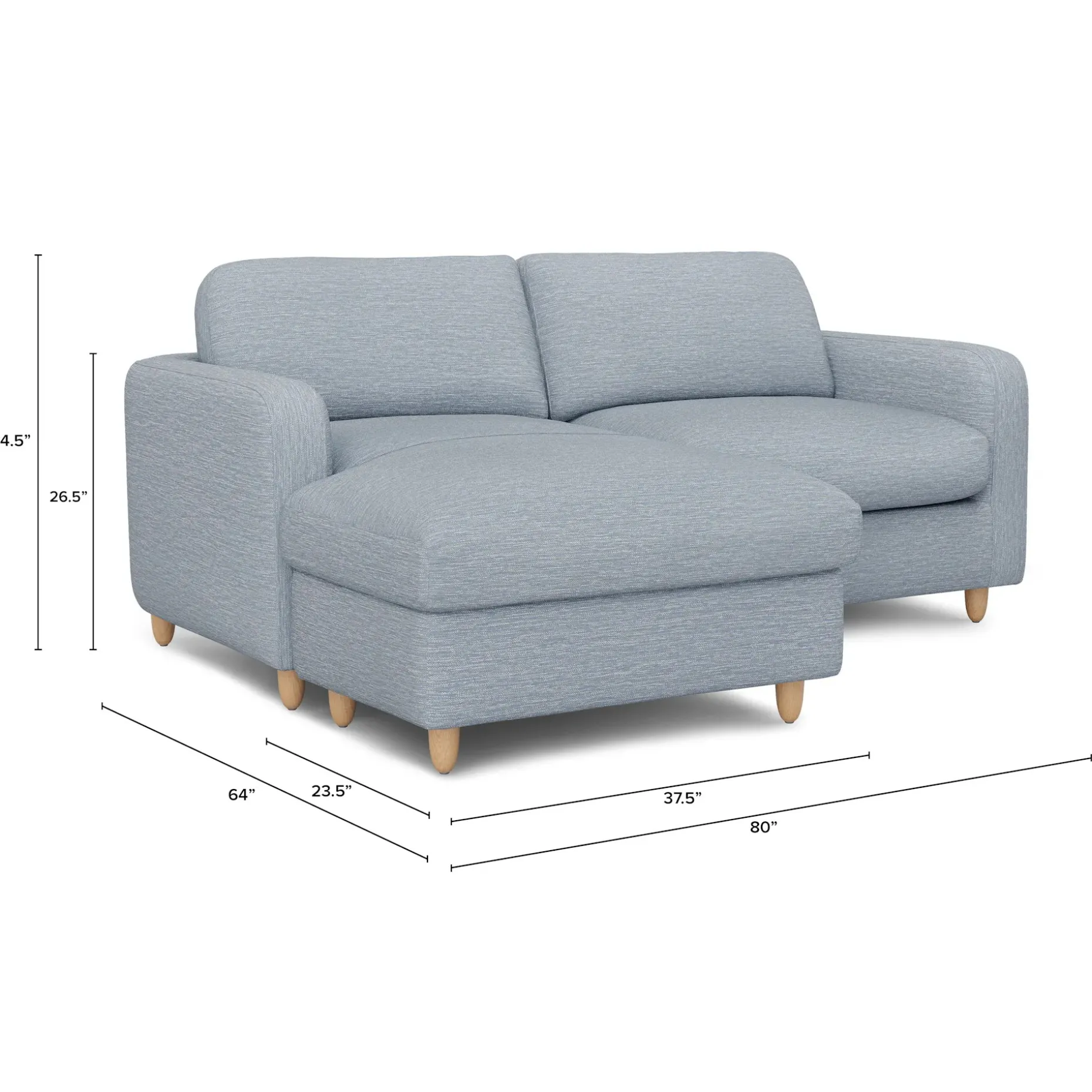 Vati 80" Left Storage Sectional - Natural Oak and Silver Light Blue