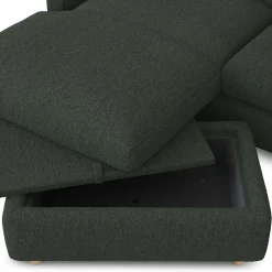 Vati 80" Left Storage Sectional - Natural Oak and Green Wool Bouclé
