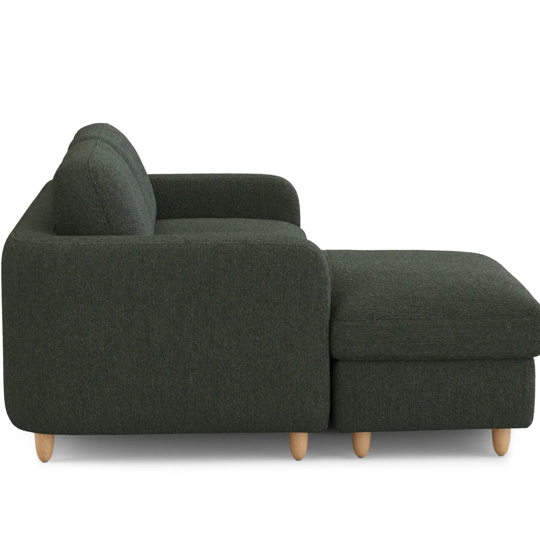 Vati 80" Left Storage Sectional - Natural Oak and Green Wool Bouclé